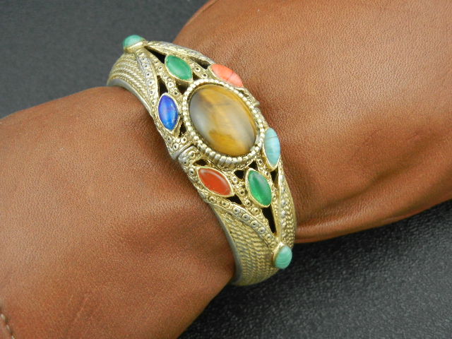 Gemstone Goldtone Bangle Bracelet Watch