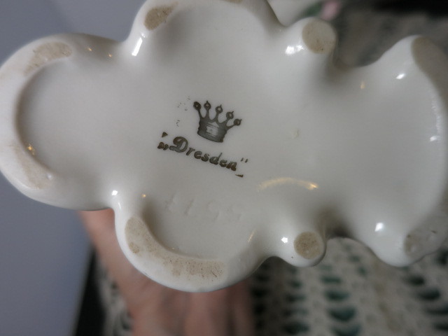 Vintage Dresden Cornucopia Horn Vase Pair Porcelain 1950s Germany