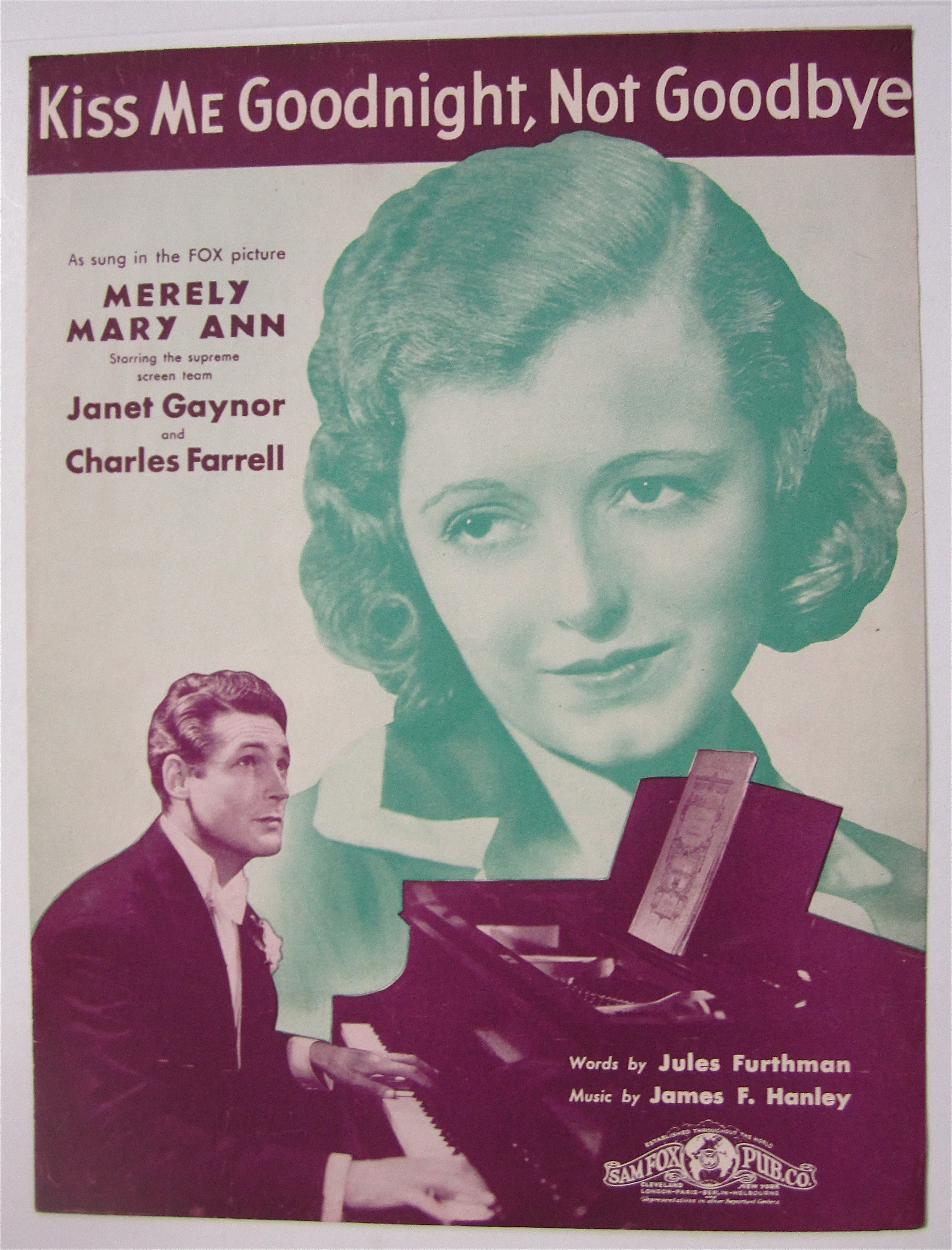 Sheet Music 1931 Kiss Me Goodnight, Not Goodbye