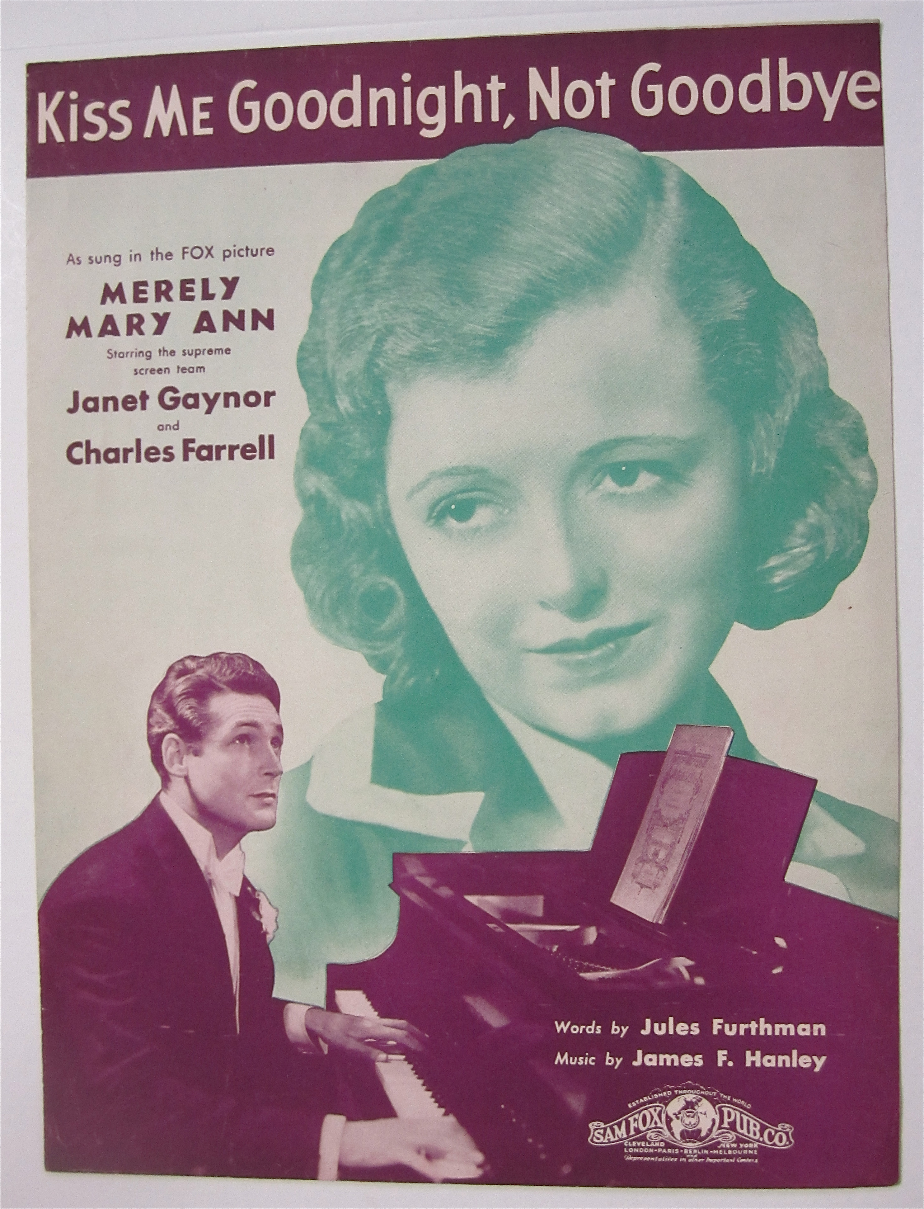 Sheet Music 1931 Kiss Me Goodnight, Not Goodbye