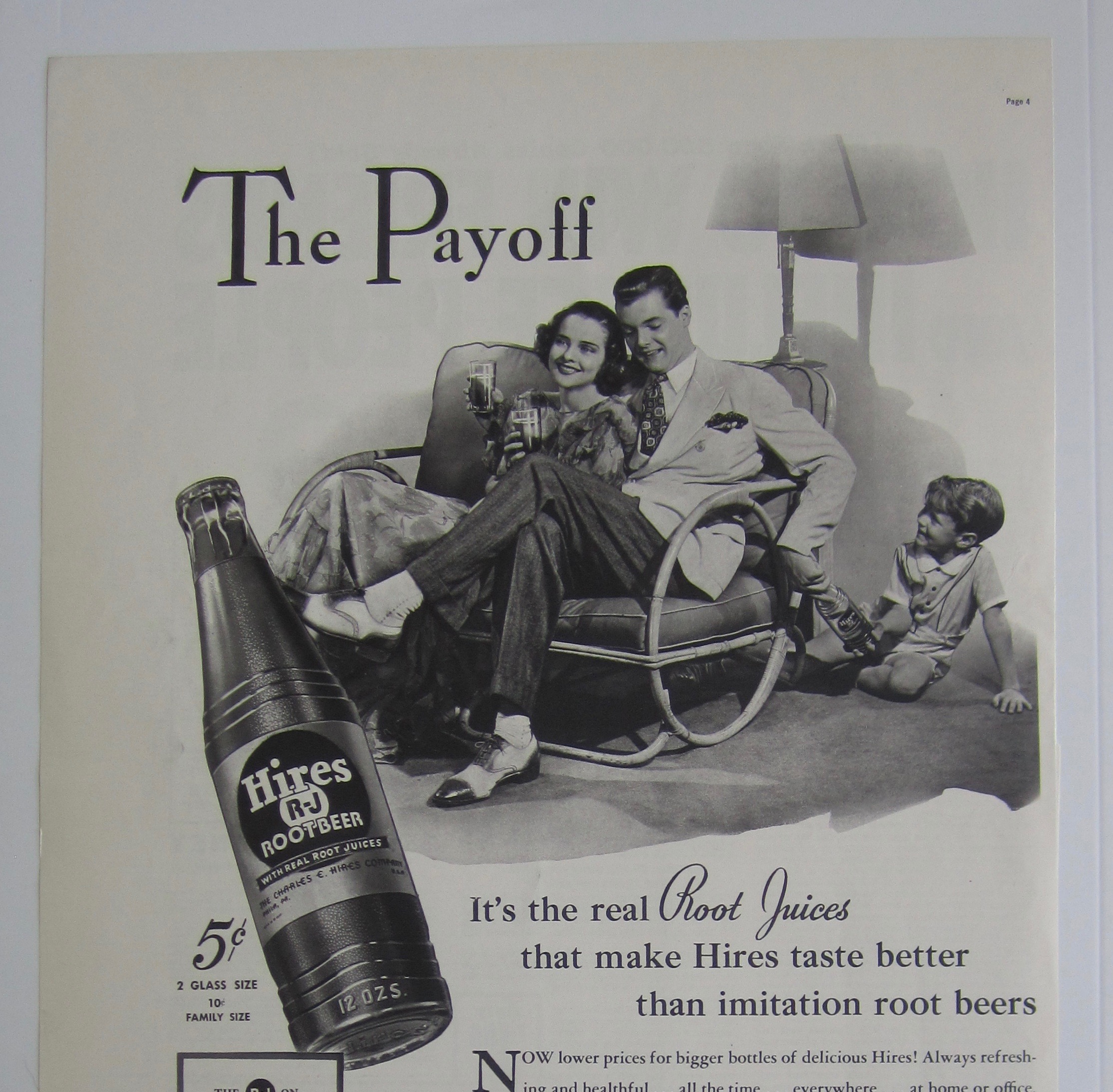 1937 Hires Root Beer with Man Handing Boy a Bottle