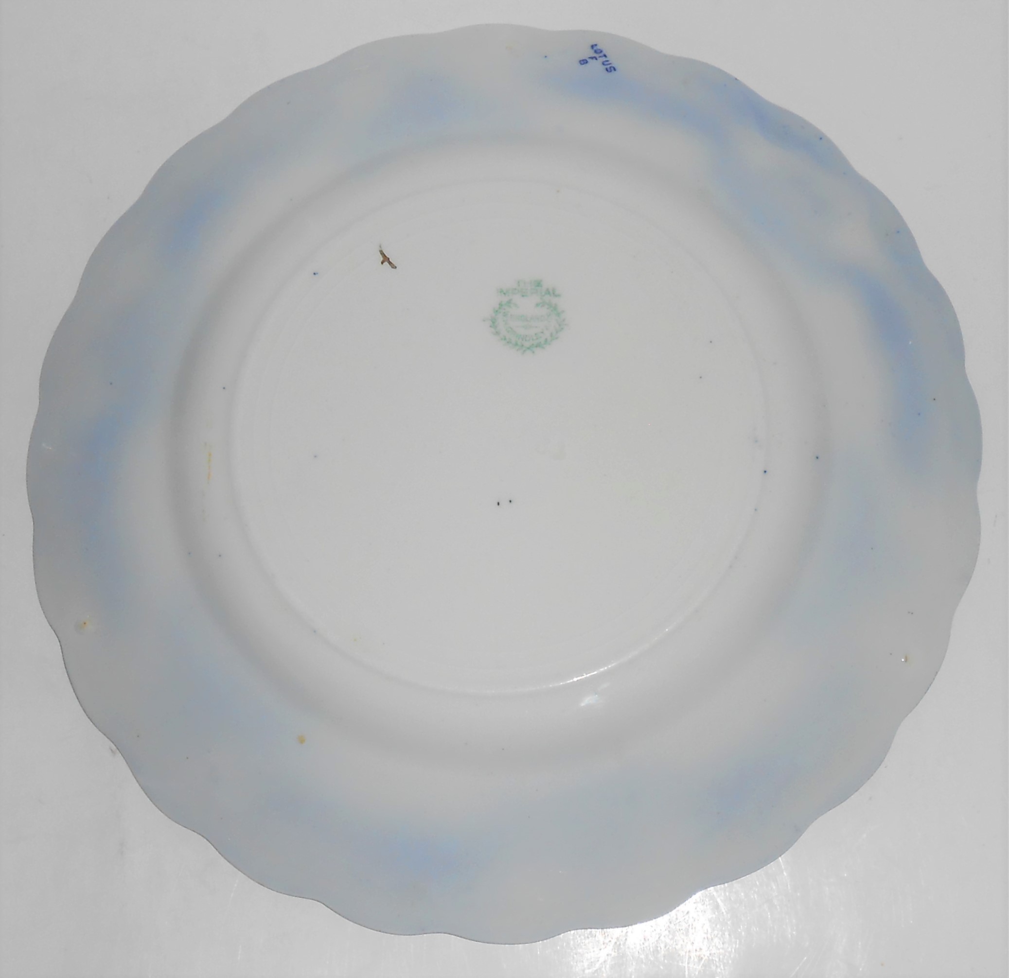 W.H. Grindley Flow Blue China Lotus Dinner Plate #2