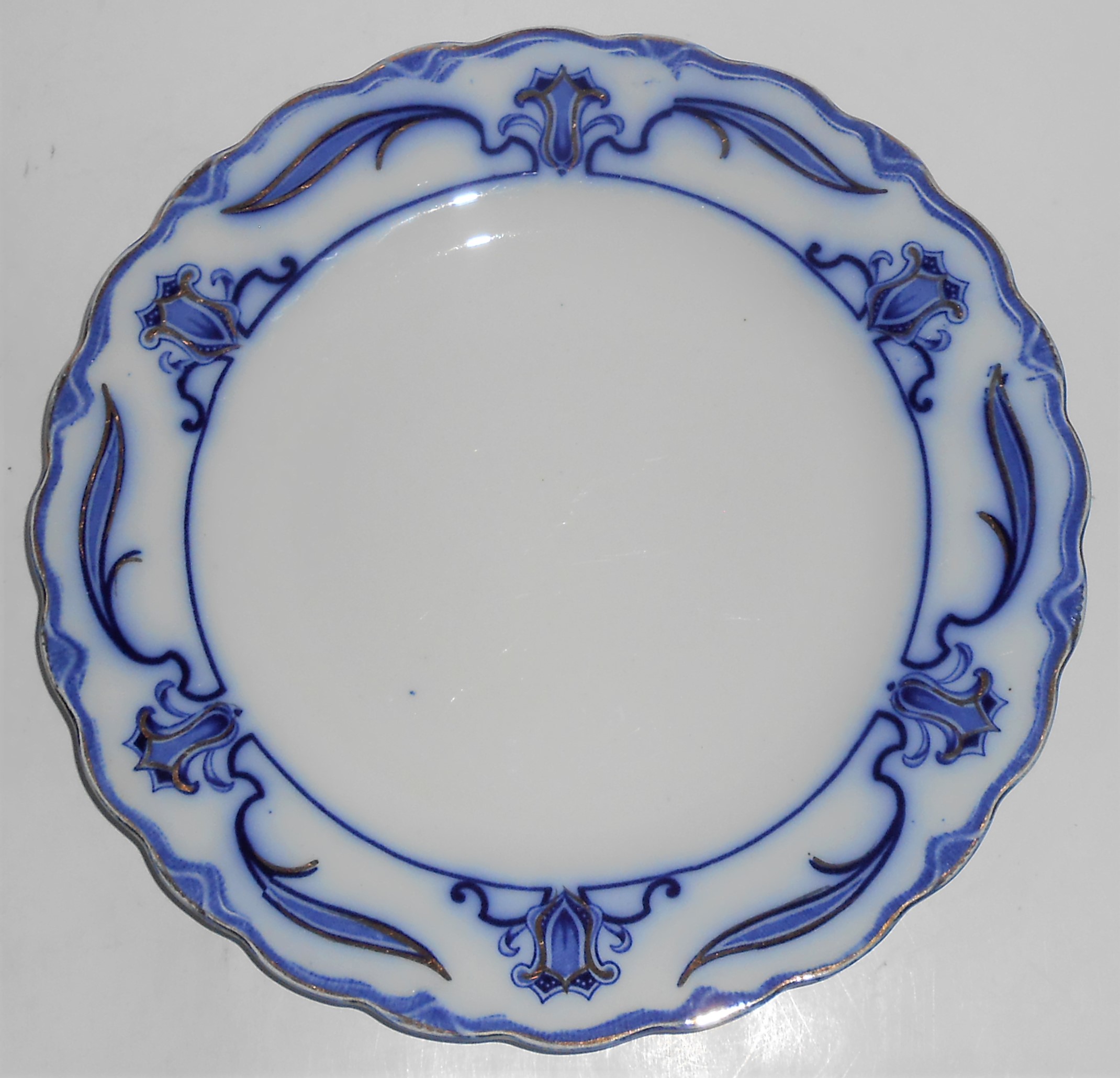 W.H. Grindley Flow Blue China Lotus Dinner Plate #2