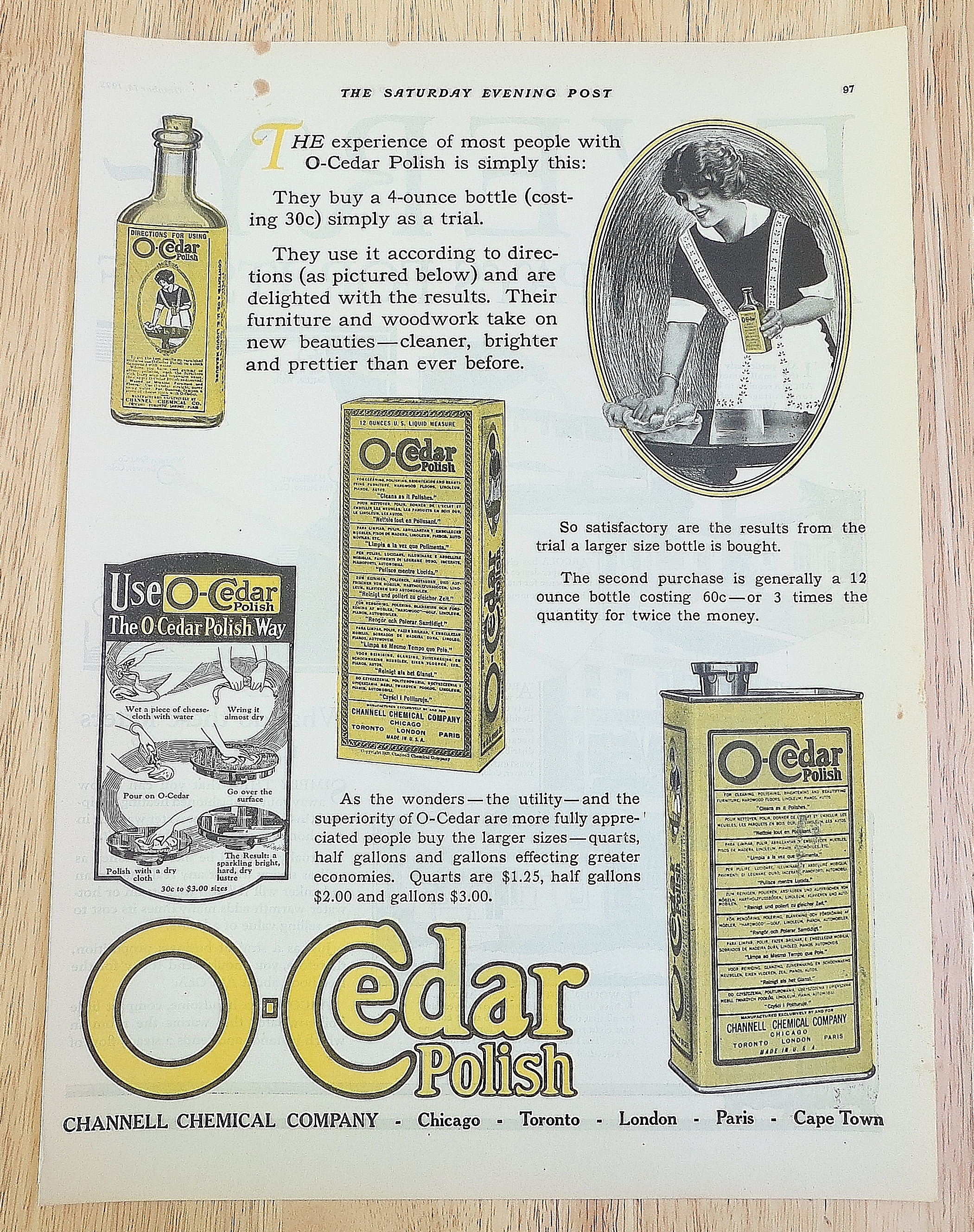 1922 O-Cedar Polish With Woman Cleaning