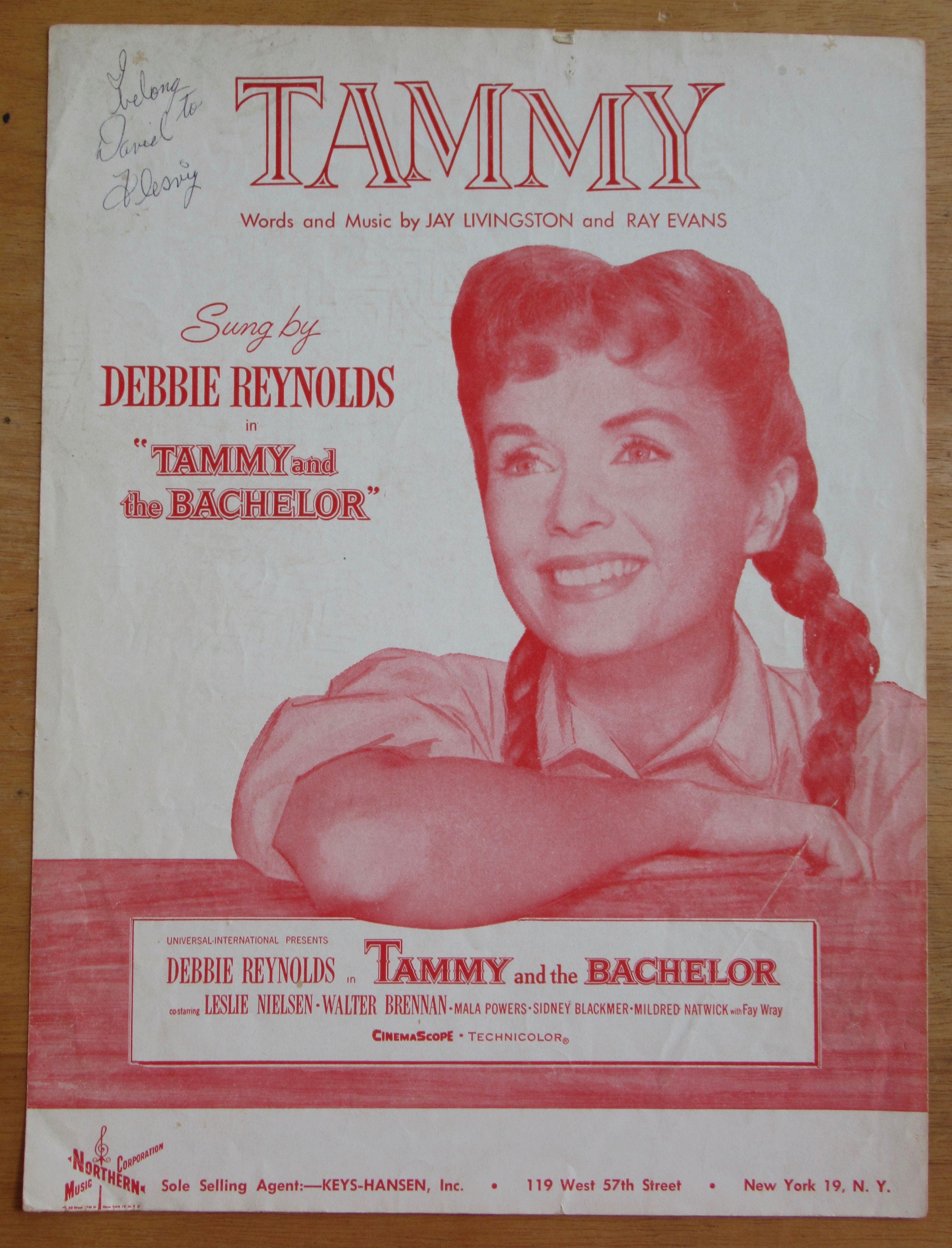 1956 Tammy Sheet Music Debbie Reynolds Cover