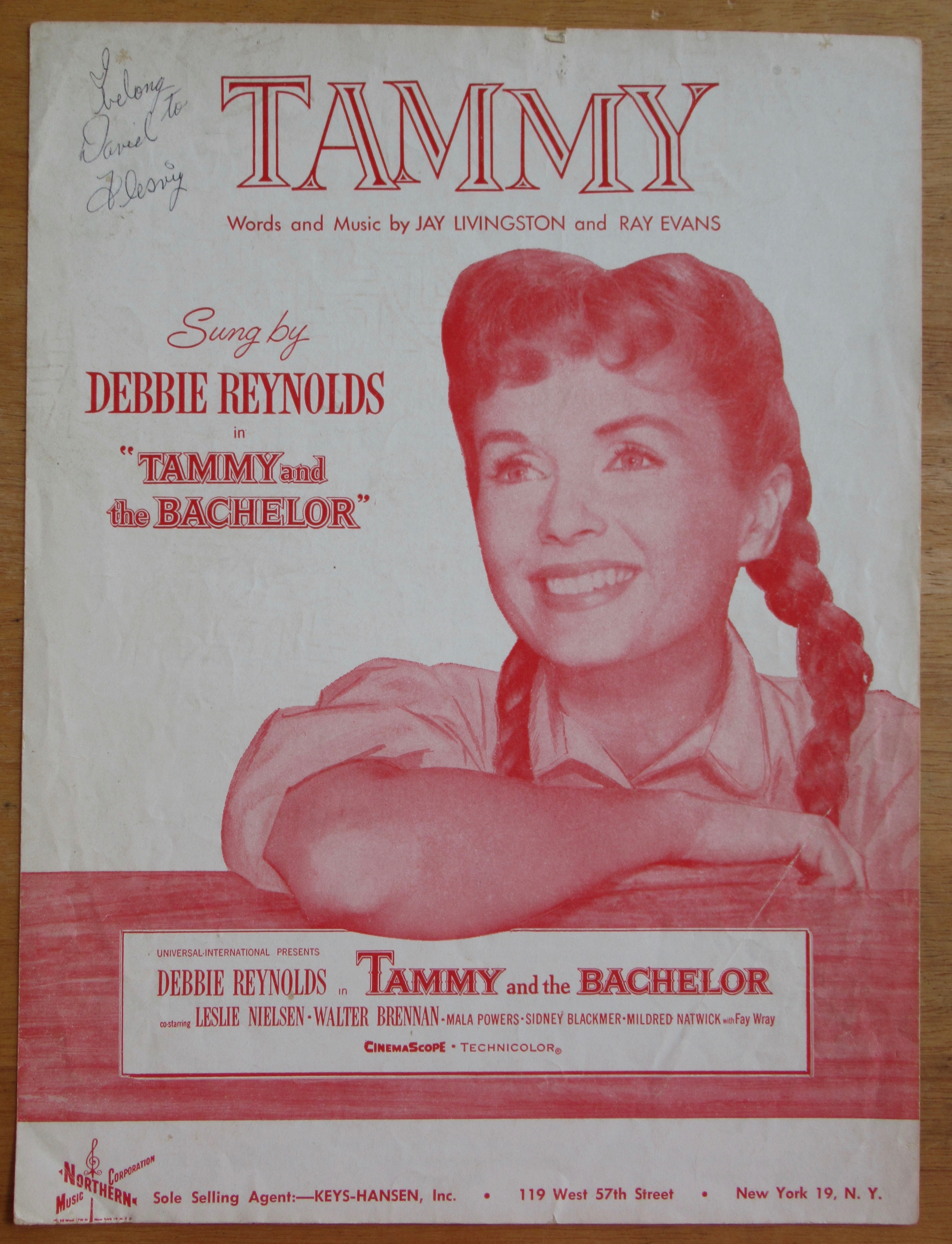 1956 Tammy Sheet Music Debbie Reynolds Cover