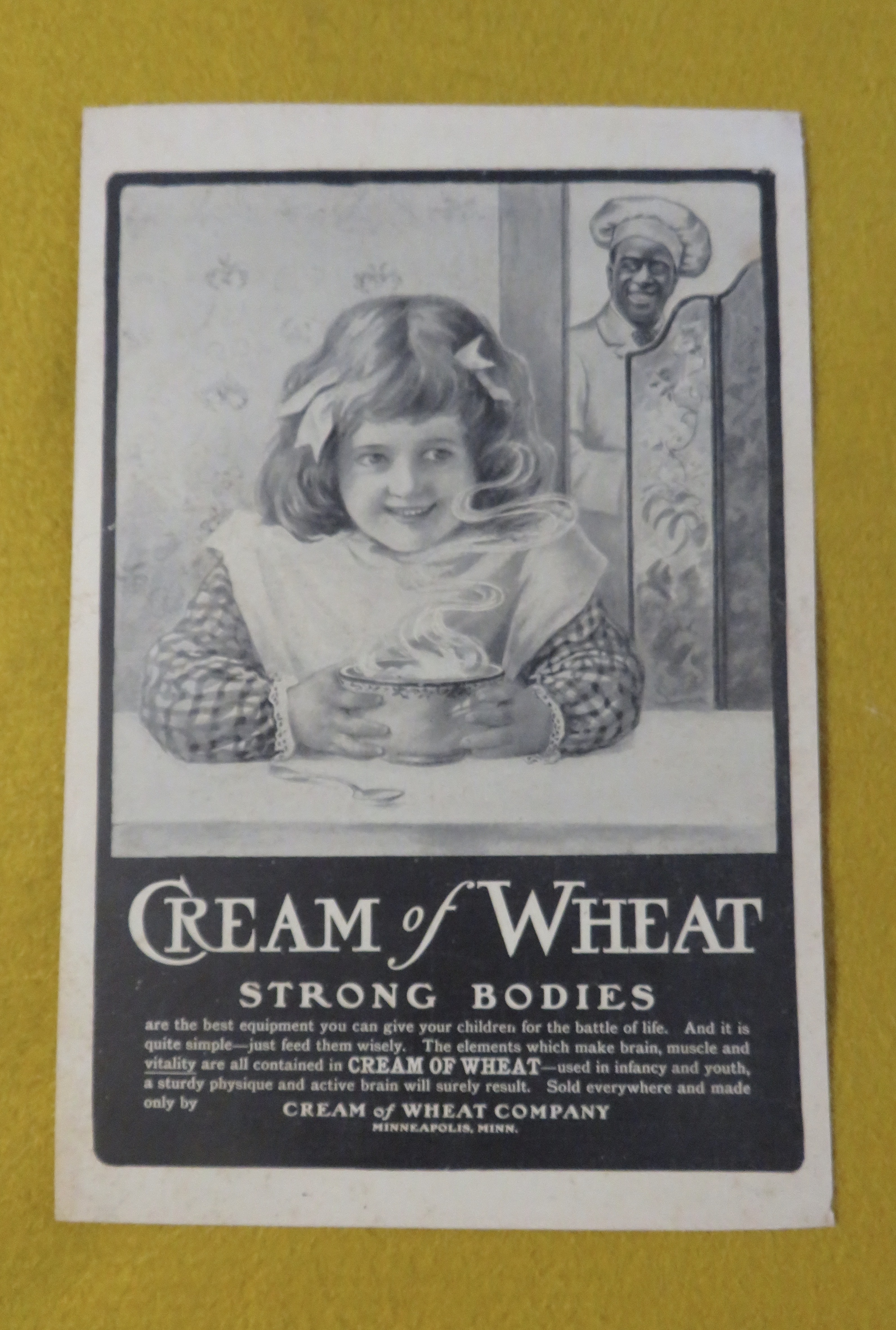 1910's Cream Of Wheat Cereal With Girl Holding Bowl