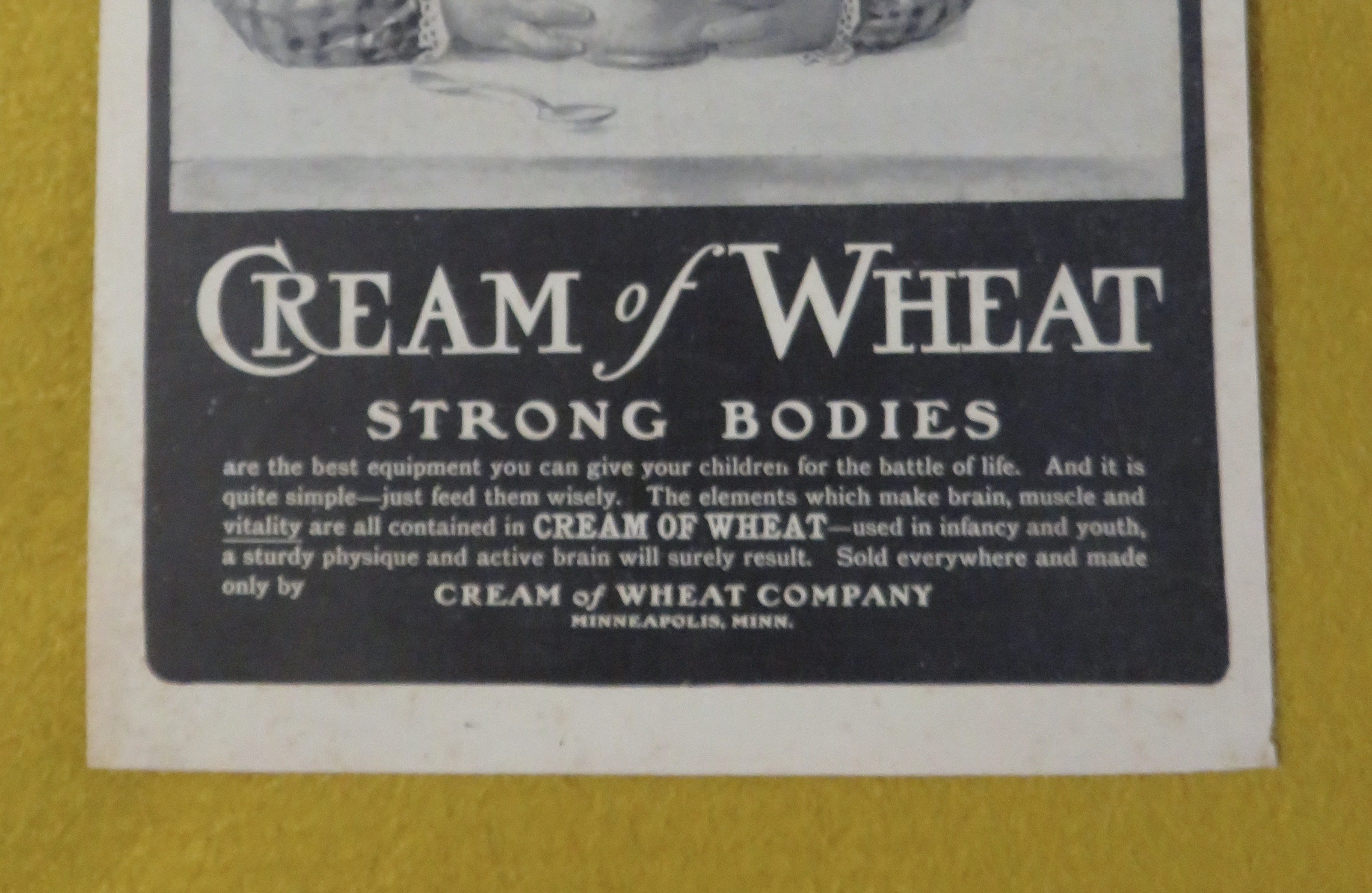 1910's Cream Of Wheat Cereal With Girl Holding Bowl