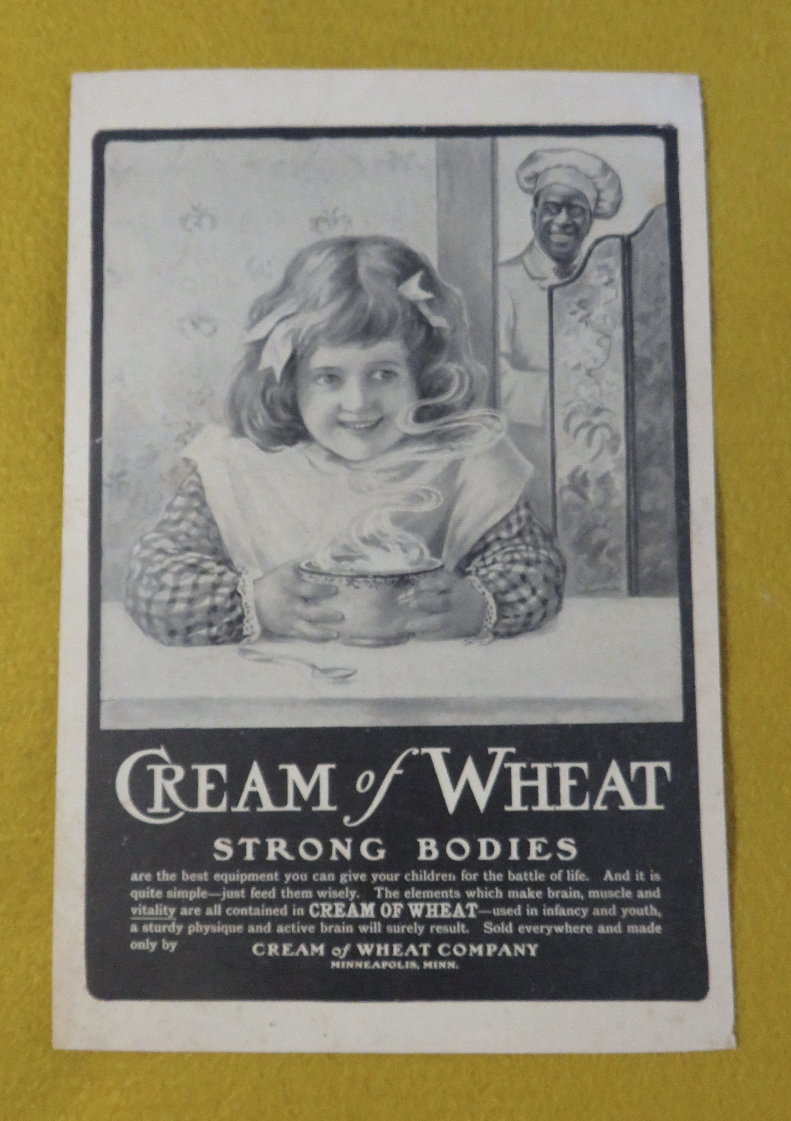 1910's Cream Of Wheat Cereal With Girl Holding Bowl