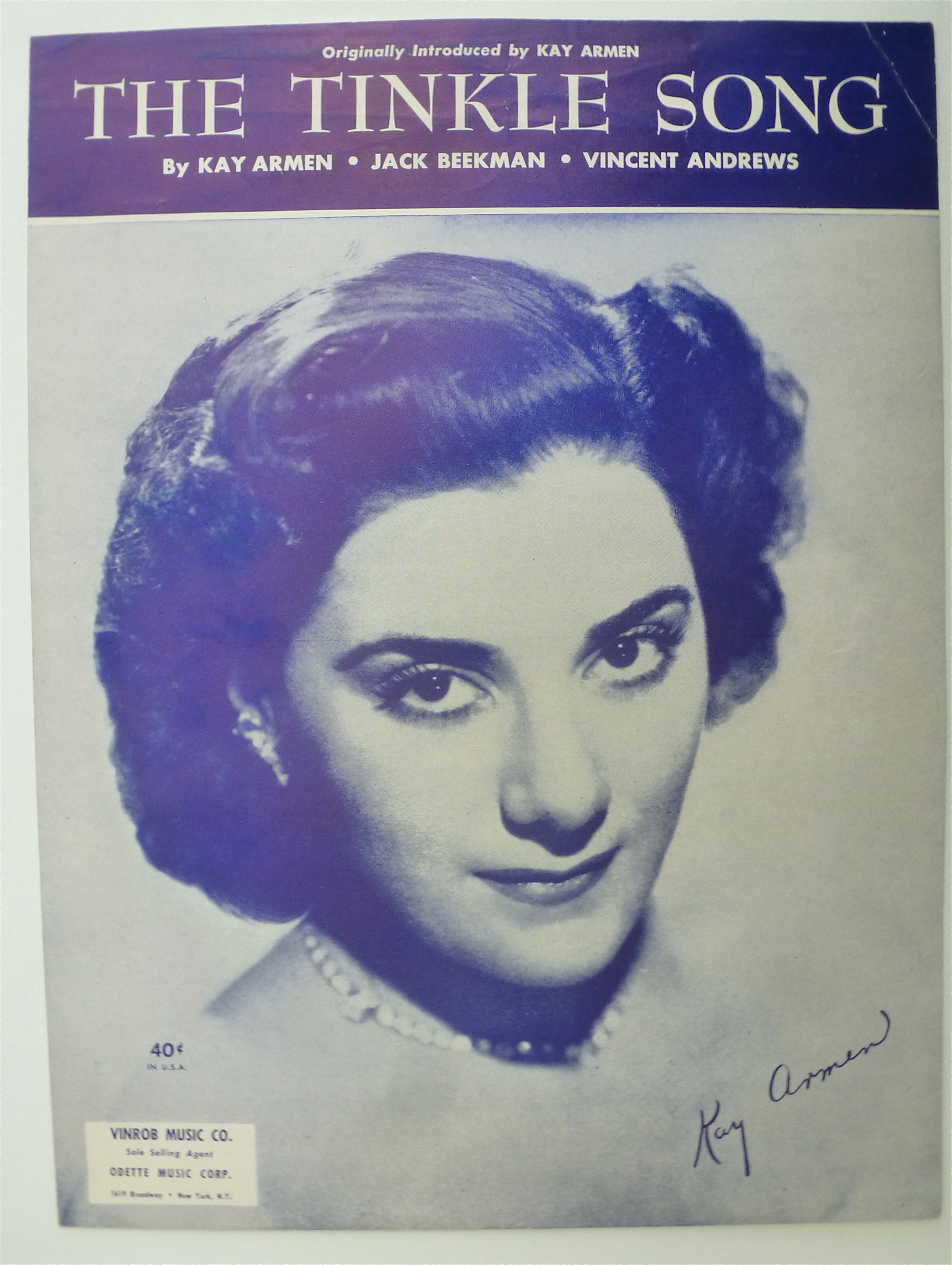 Sheet Music For 1951 The Tinkle Song