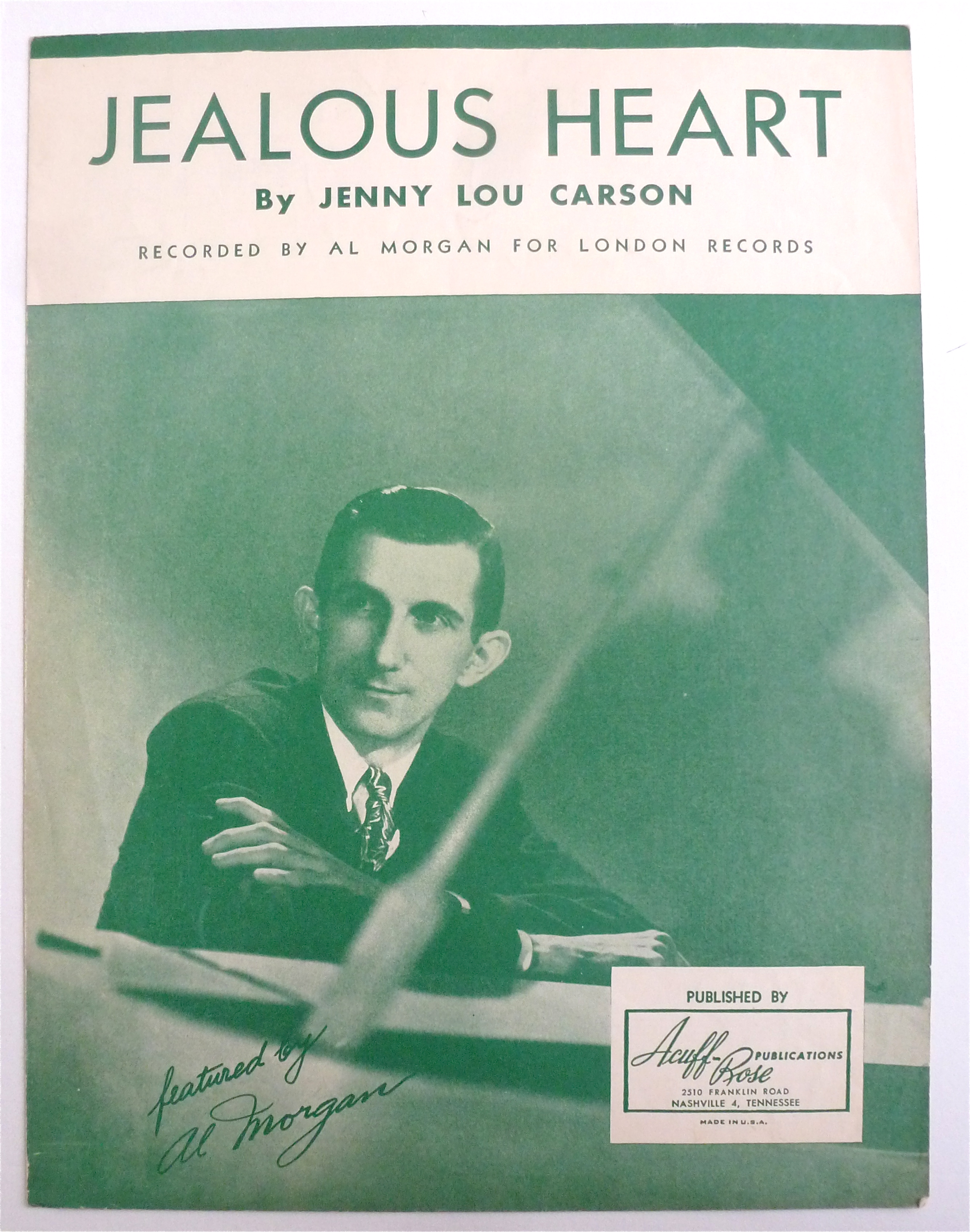 Sheet Music For 1944 Jealous Heart