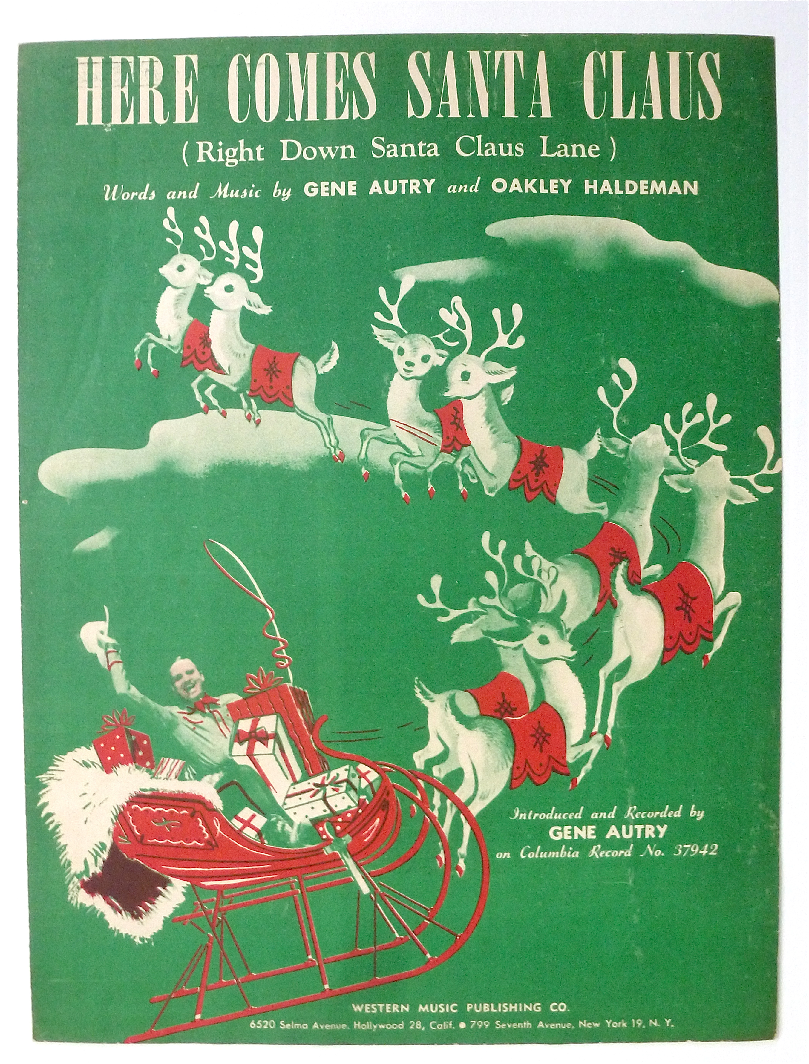 Sheet Music For 1948 Here Comes Santa Claus