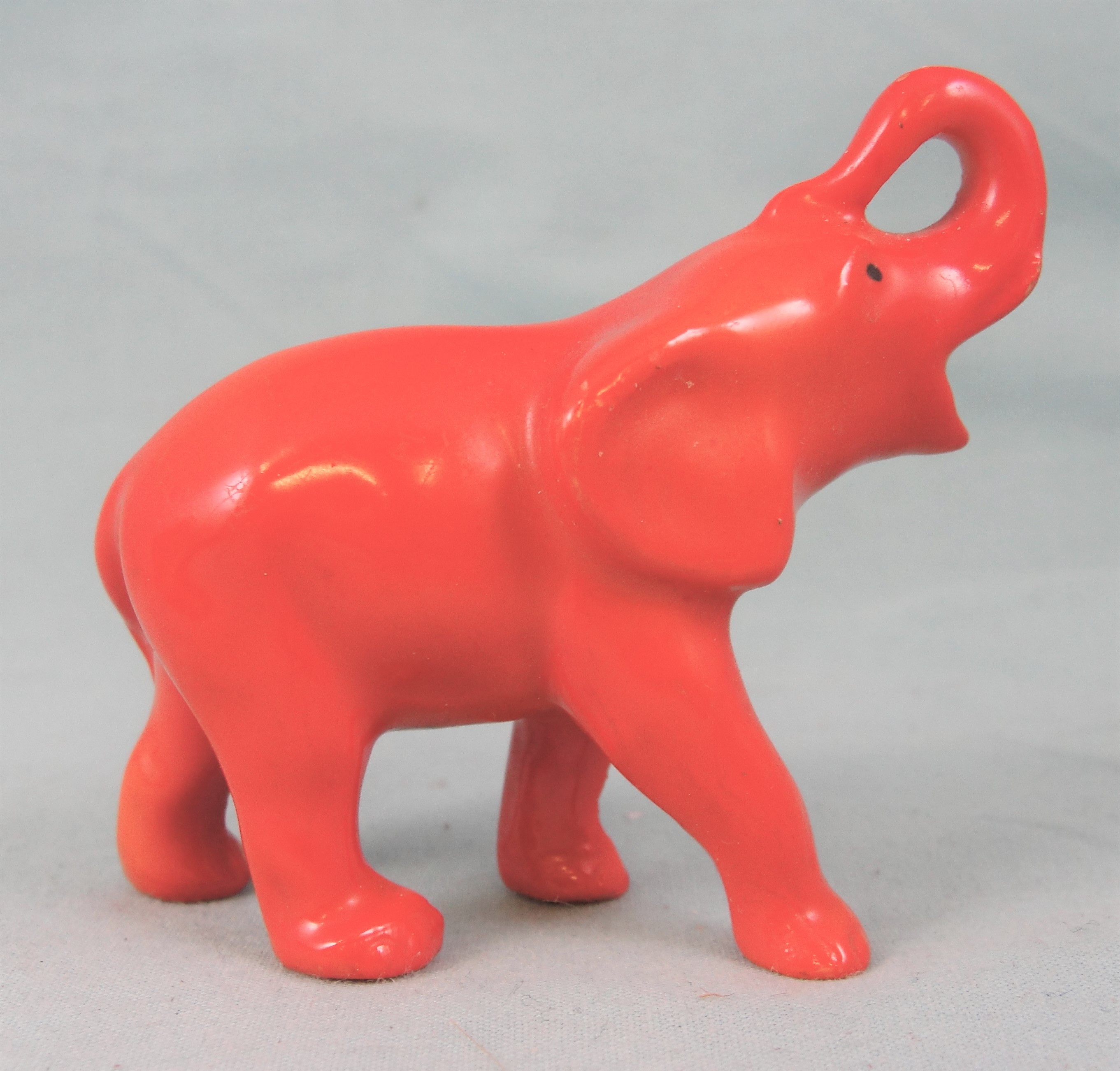 Unmarked Vintage Miniature Porcelain Red Elephant