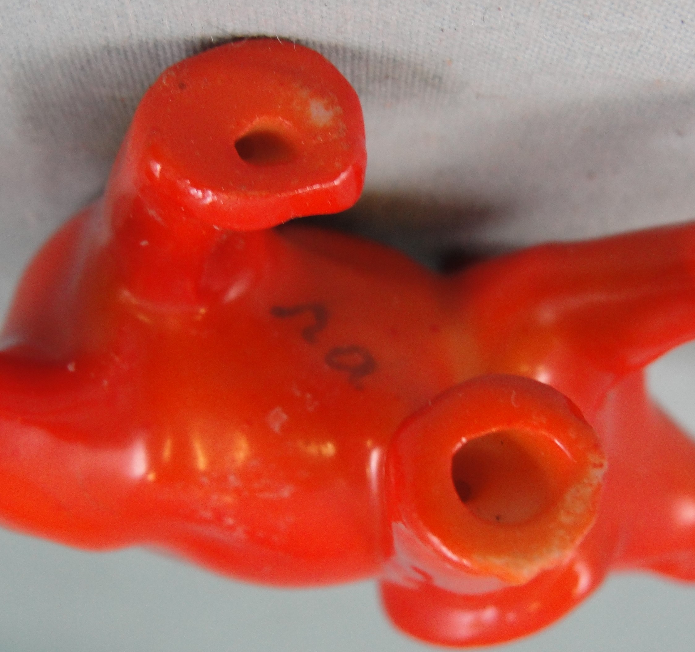 Unmarked Vintage Miniature Porcelain Red Elephant