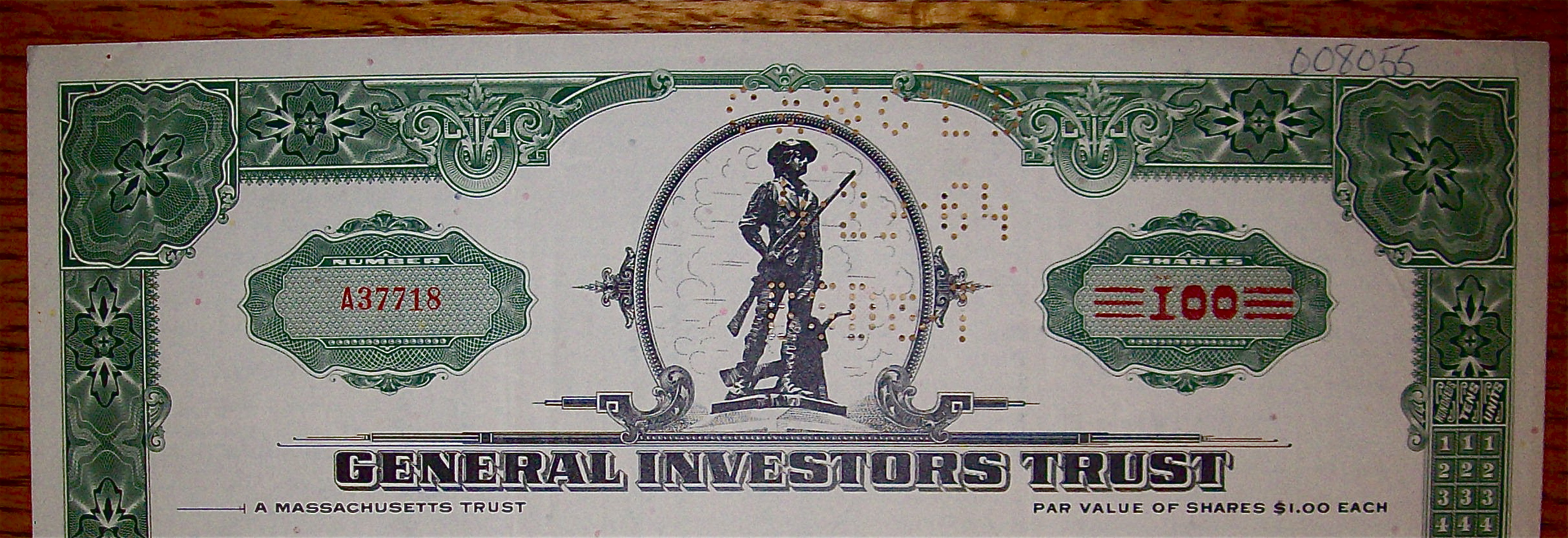 1963 General Investors Trust Stock Certificate
