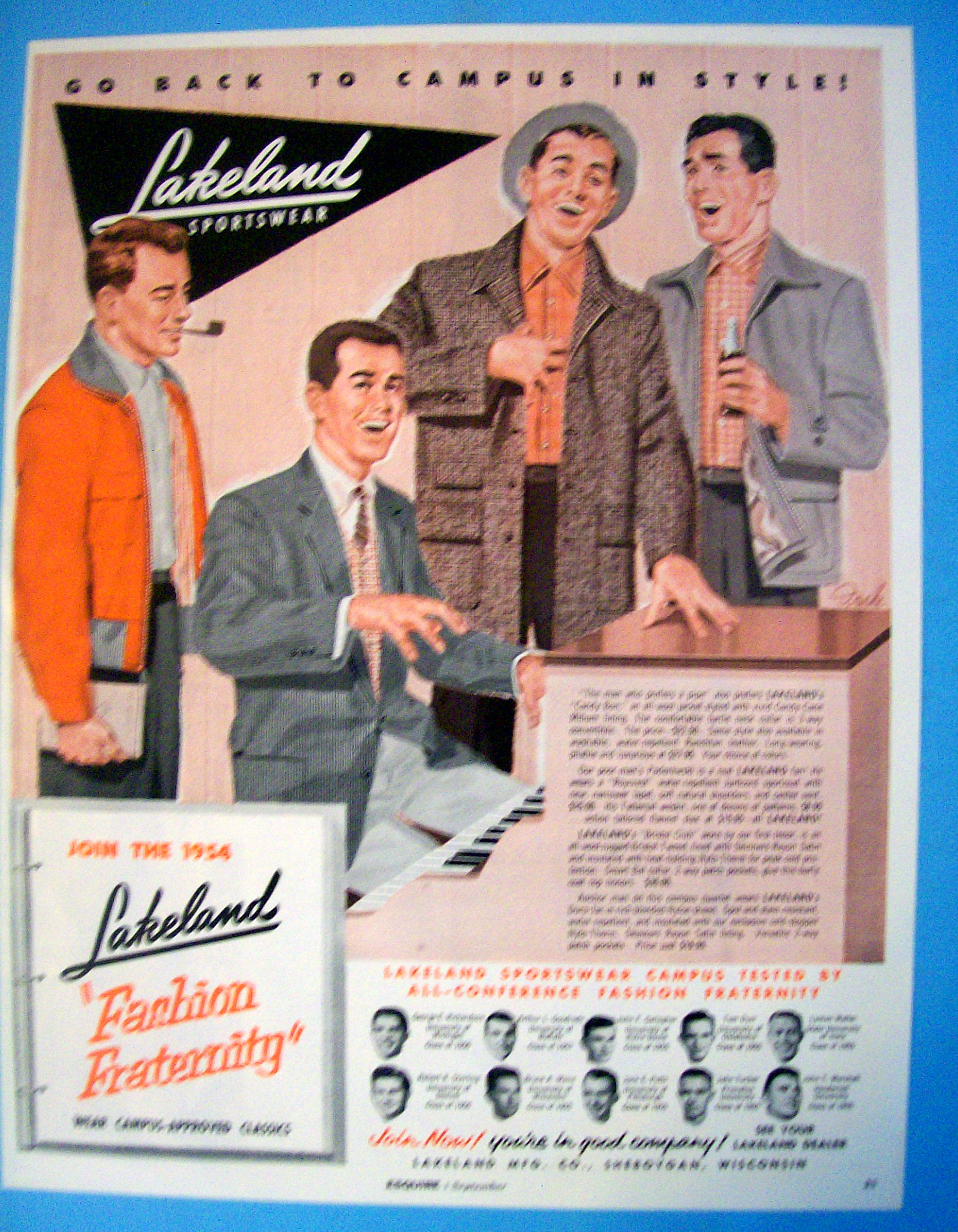1954 Lakeland Sports Wear With Fashion Fraternity
