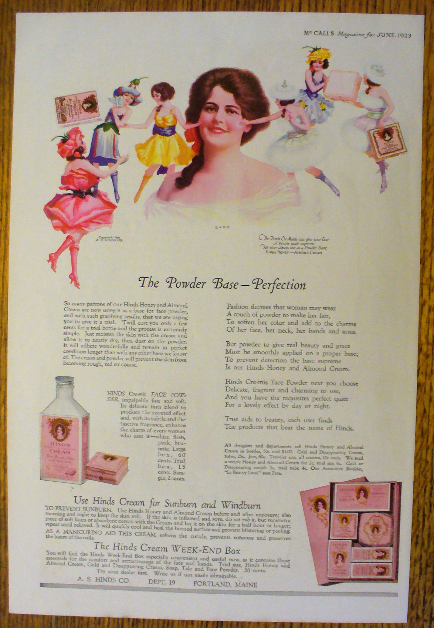 1923 Hinds Cream with Lovely Woman's Face