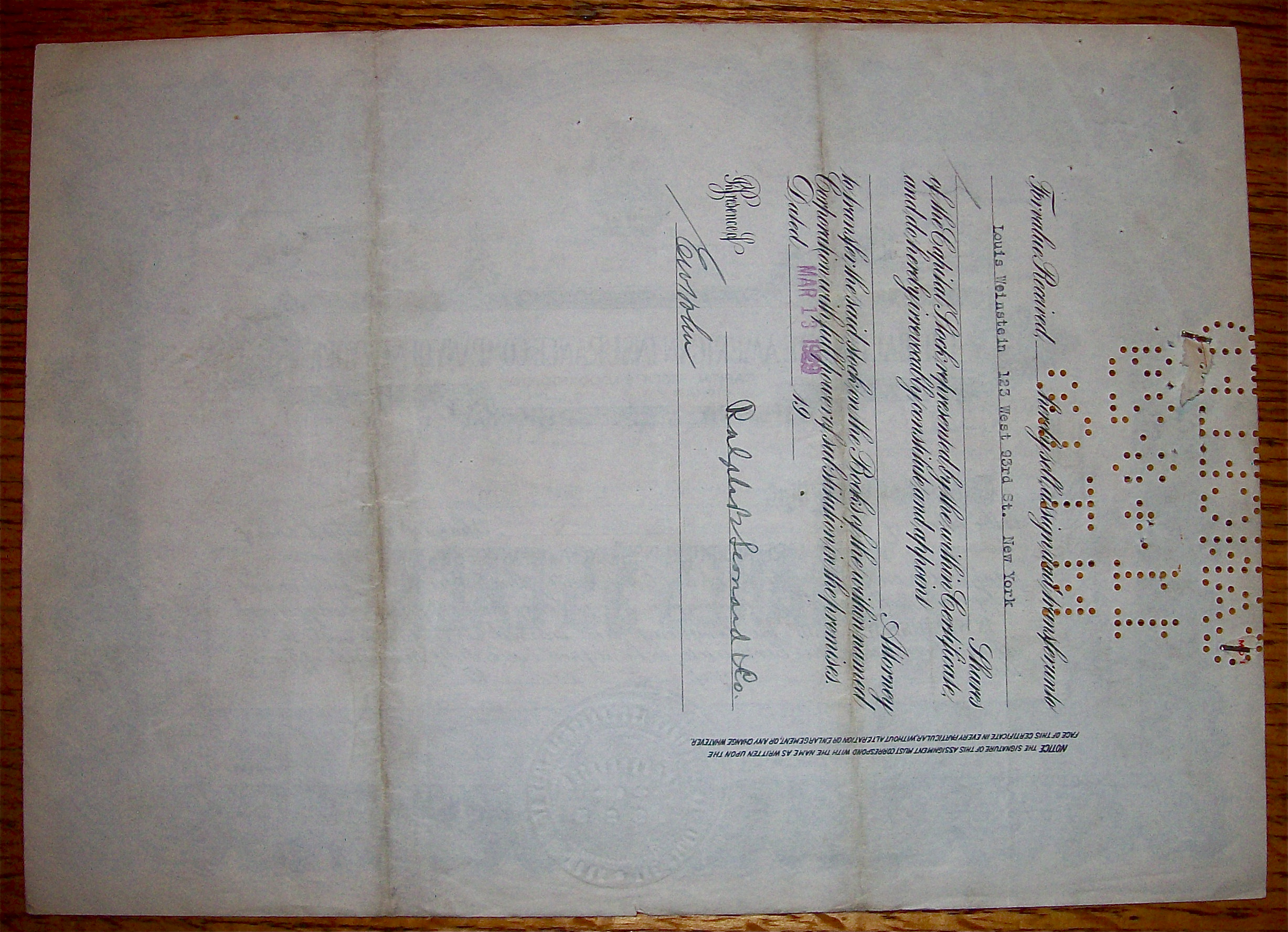 1929 Baltimore American Insurance Co Of New York Stock