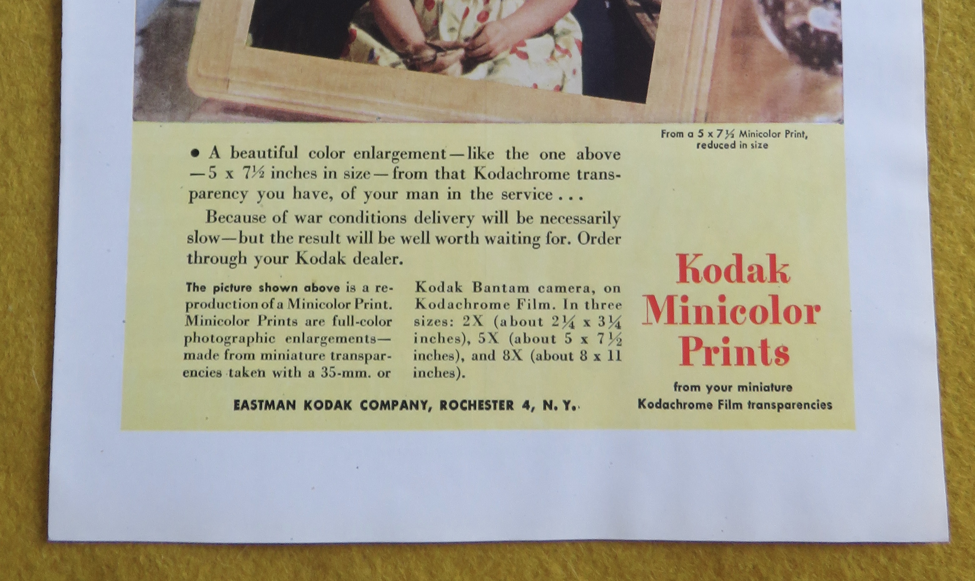 1945 Kodak Minicolor Prints with Sailor & Little Girl