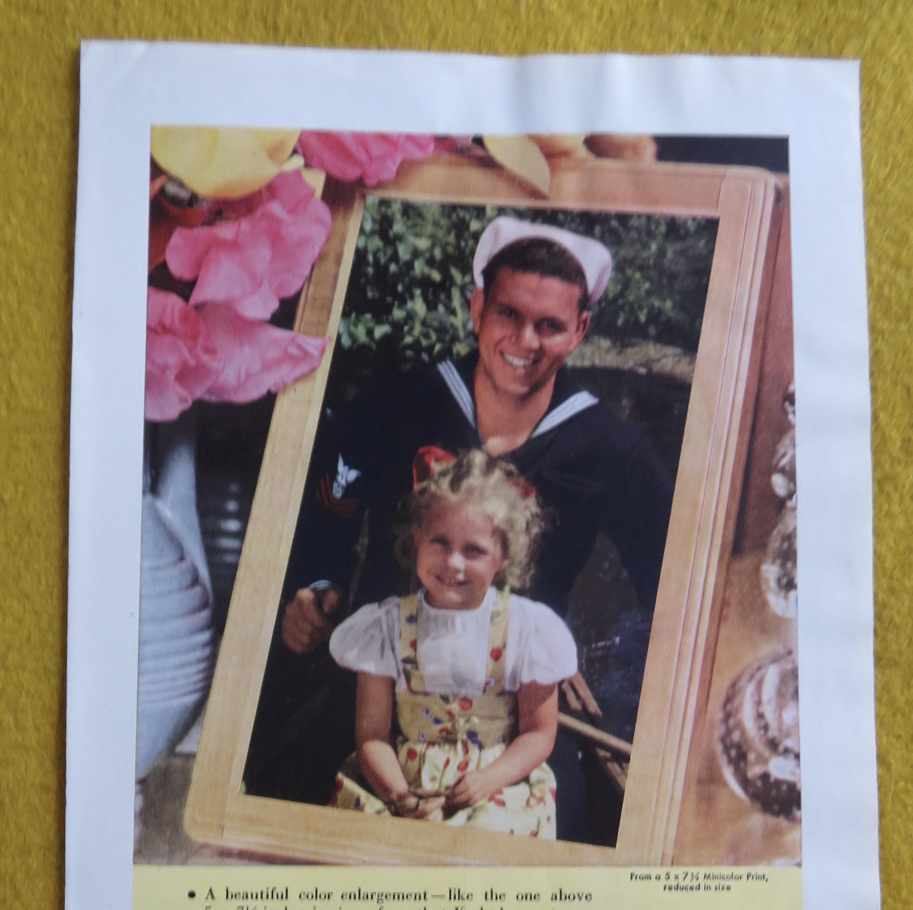 1945 Kodak Minicolor Prints with Sailor & Little Girl