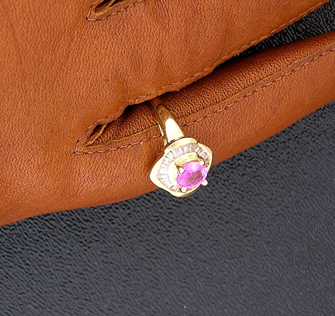 Ring 14K Diamond and  Pink Sapphire