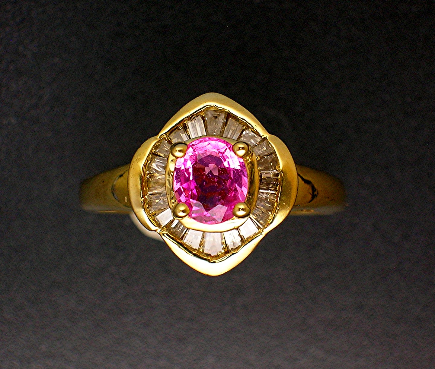 Ring 14K Diamond and  Pink Sapphire