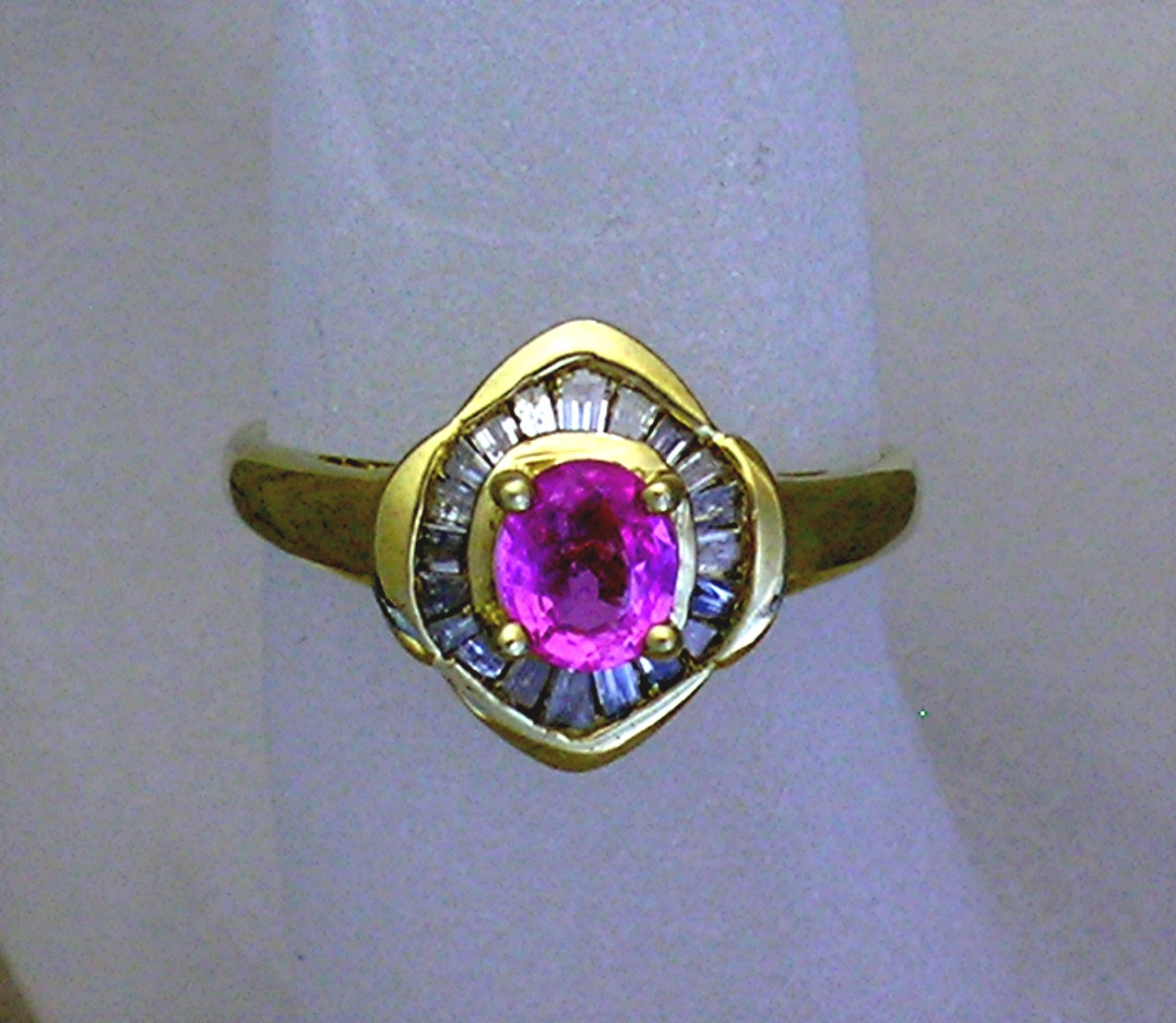Ring 14K Diamond and  Pink Sapphire