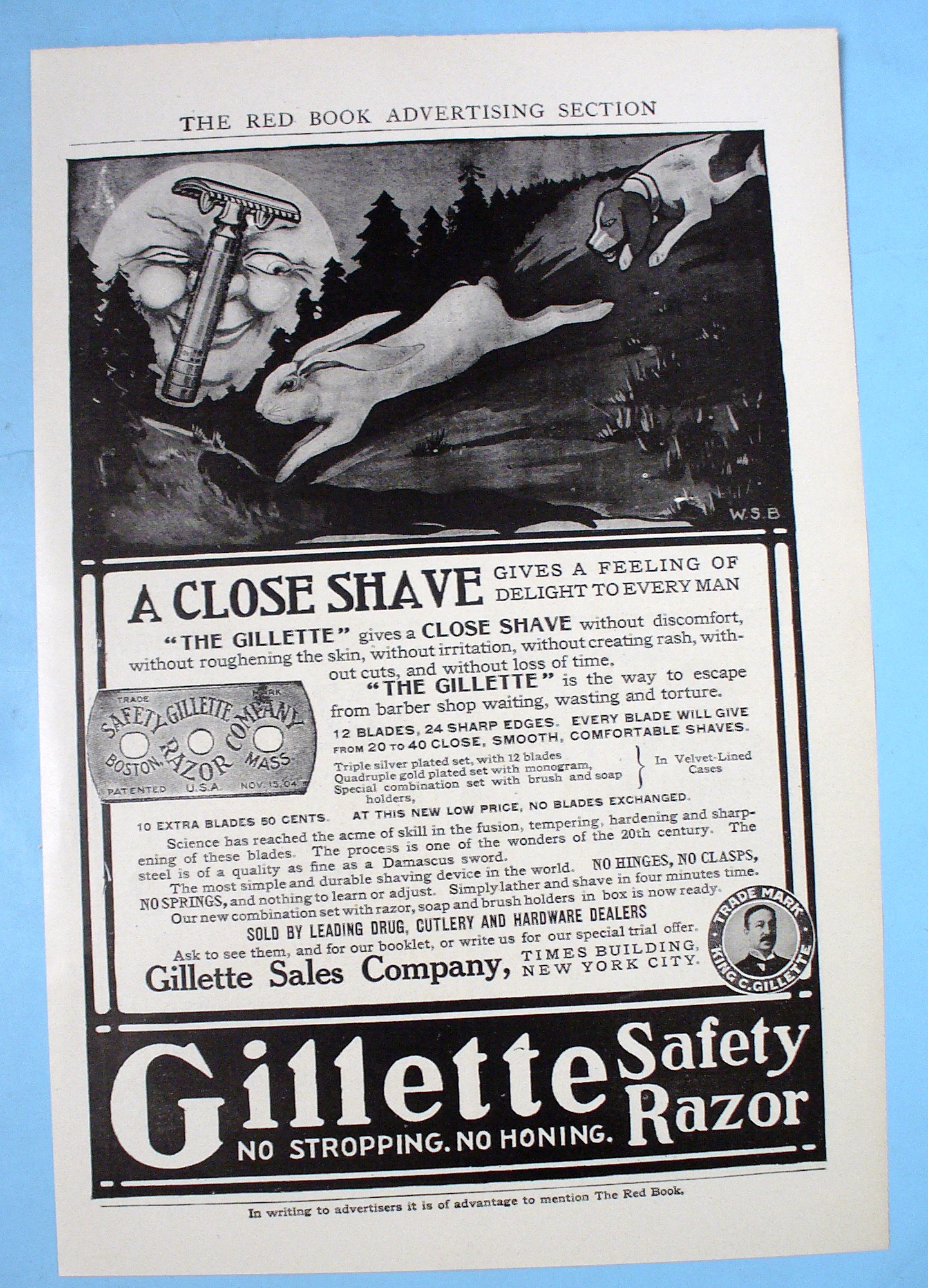 1906 Gillette Safety Razor with Dog Chasing Rabbit