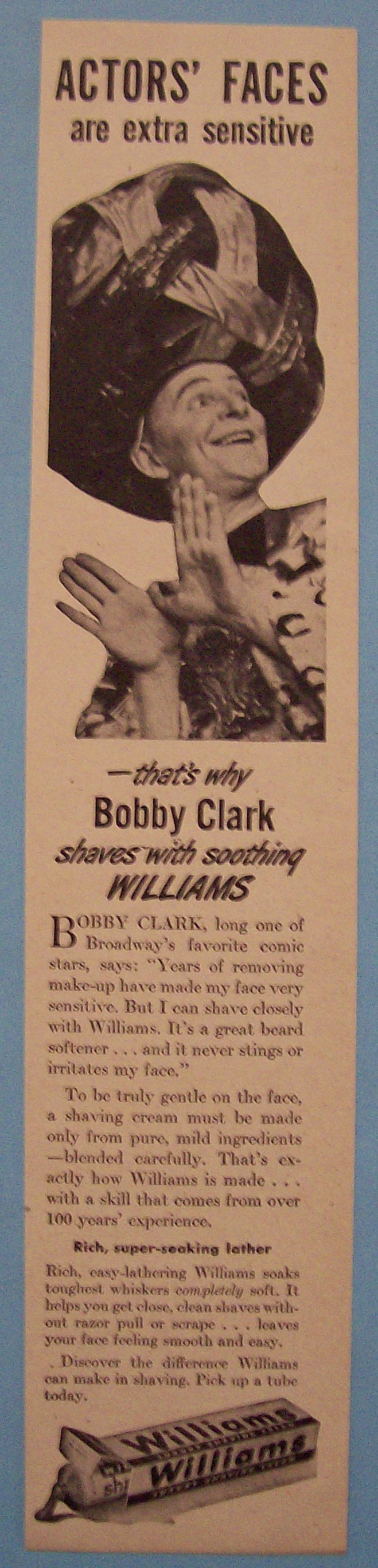 1946 Williams Shaving Cream w/ Bobby Clark