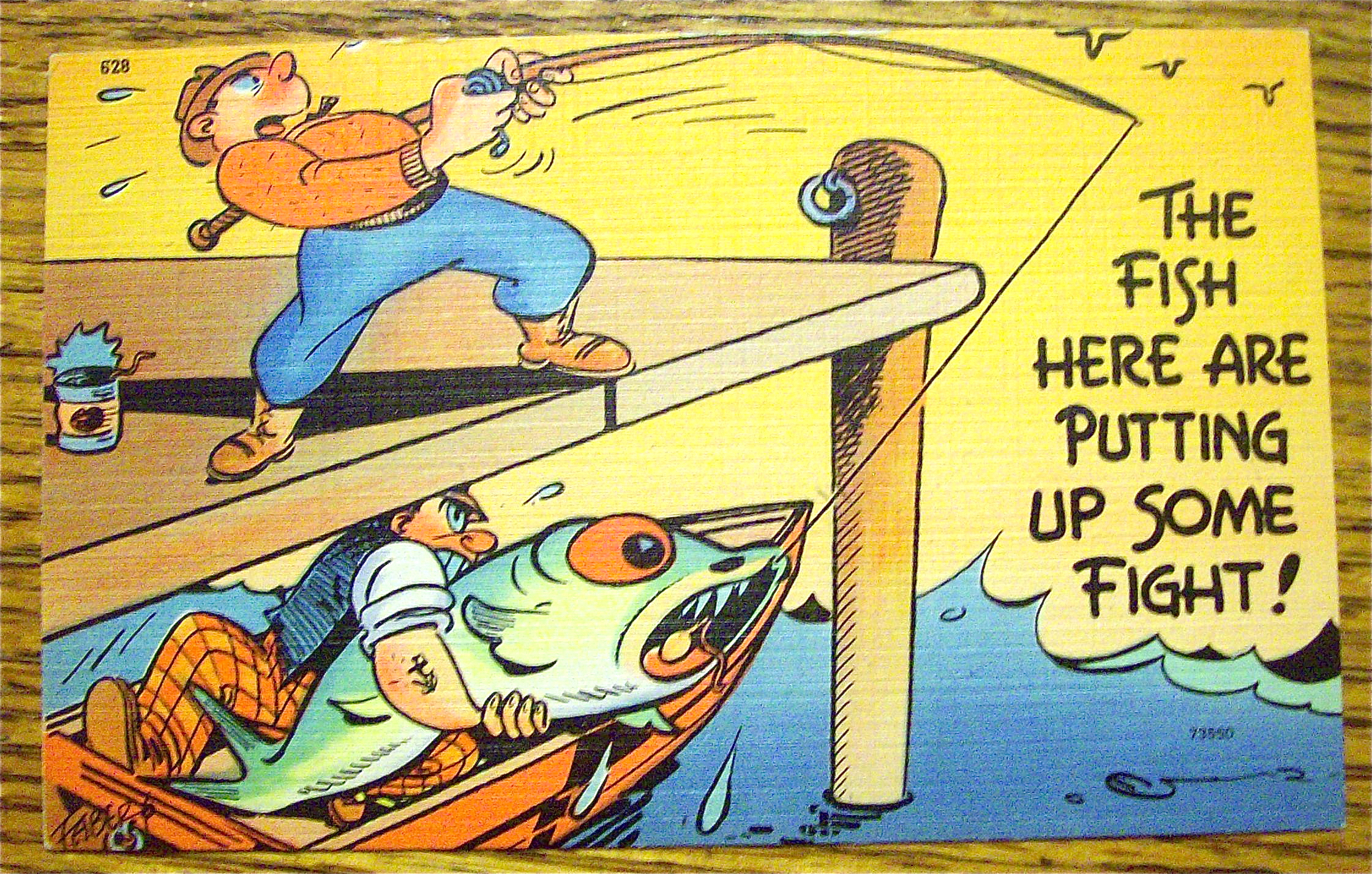 Man Fishing And Other Man Holding Fish Postcard