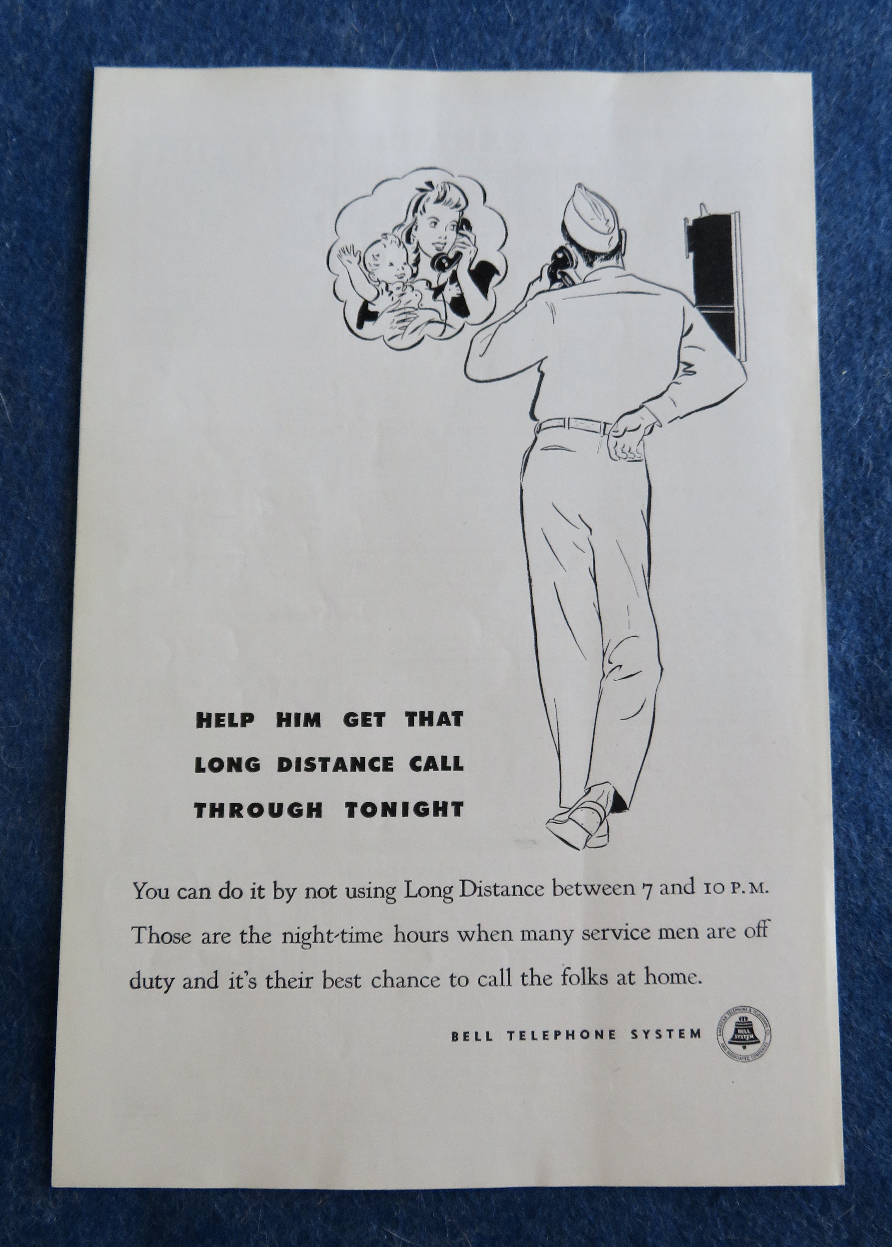 1944 Bell Telephone System with Soldier Talking to Wife