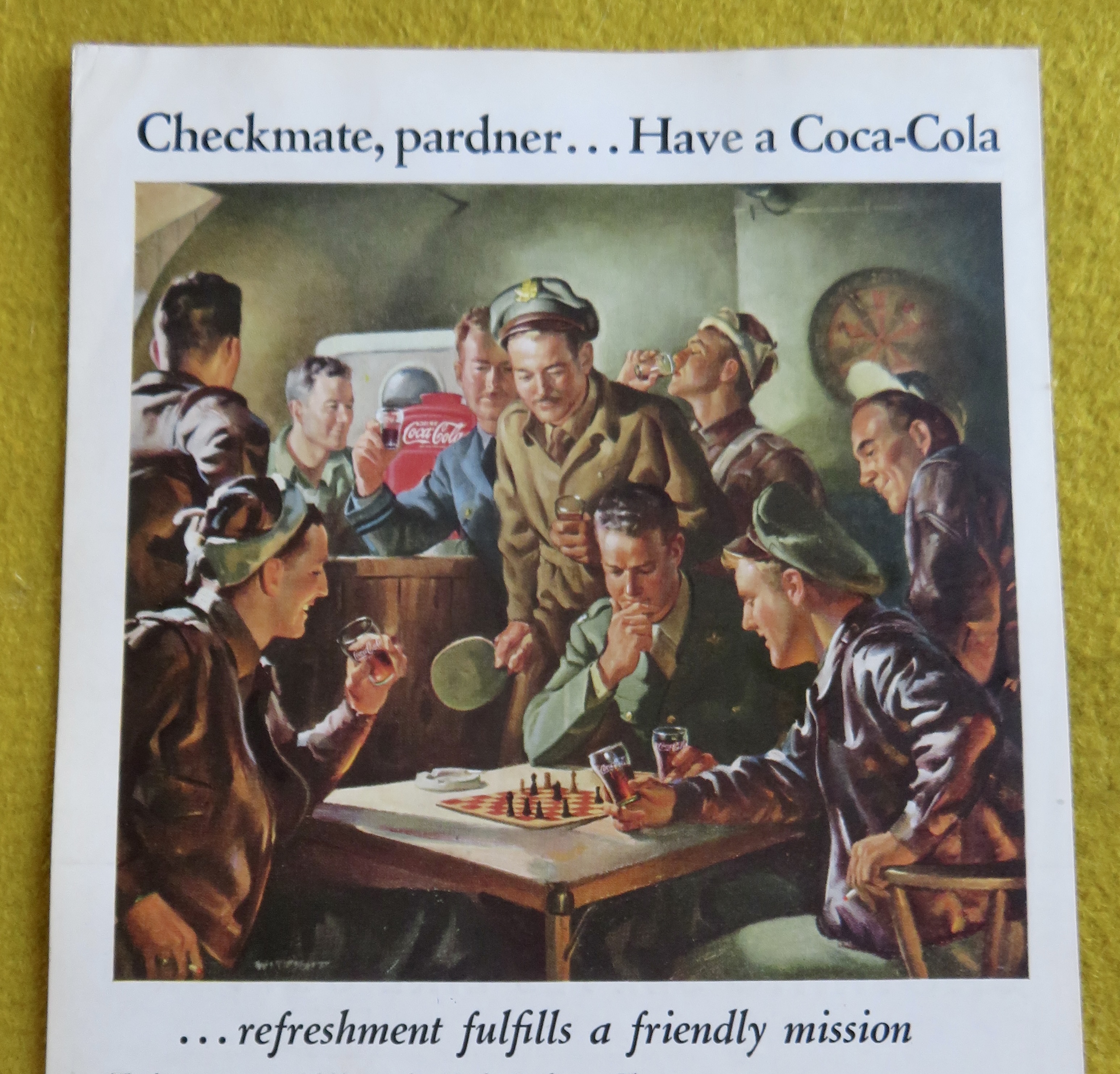 1945 Coca Cola (Coke) with Men Playing A Game Of Chess