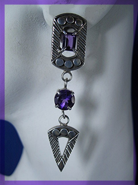 Amethyst Sterling Silver Post Earrings BY Peggy V