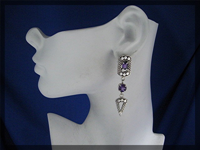 Amethyst Sterling Silver Post Earrings BY Peggy V