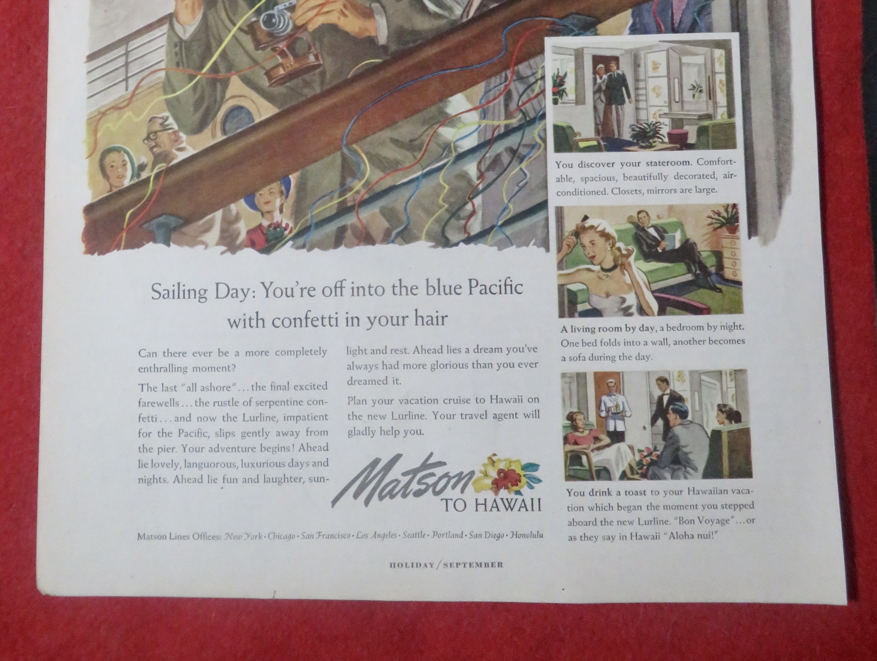 1948 Matson To Hawaii Cruise with Man & Woman Waving