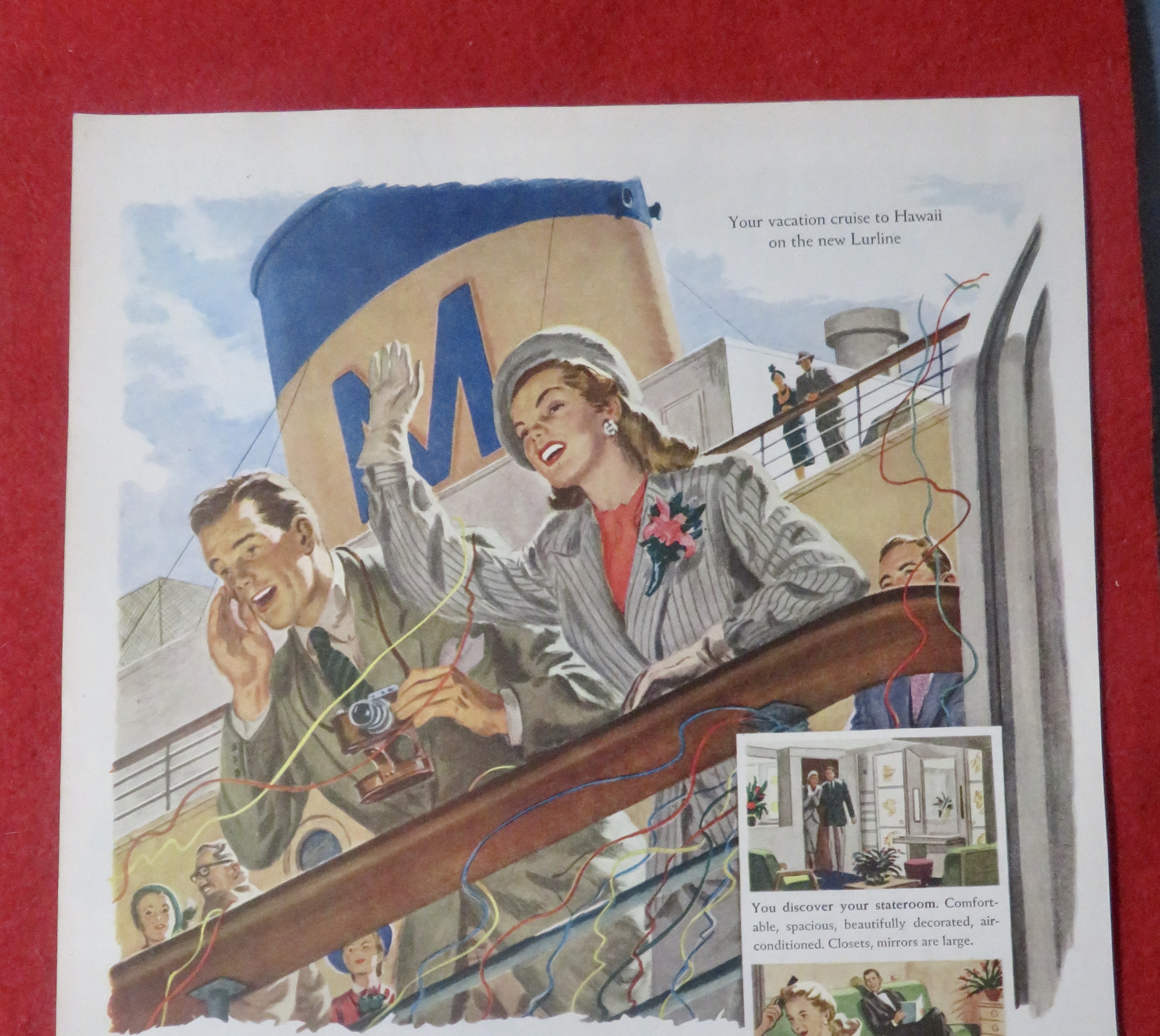 1948 Matson To Hawaii Cruise with Man & Woman Waving