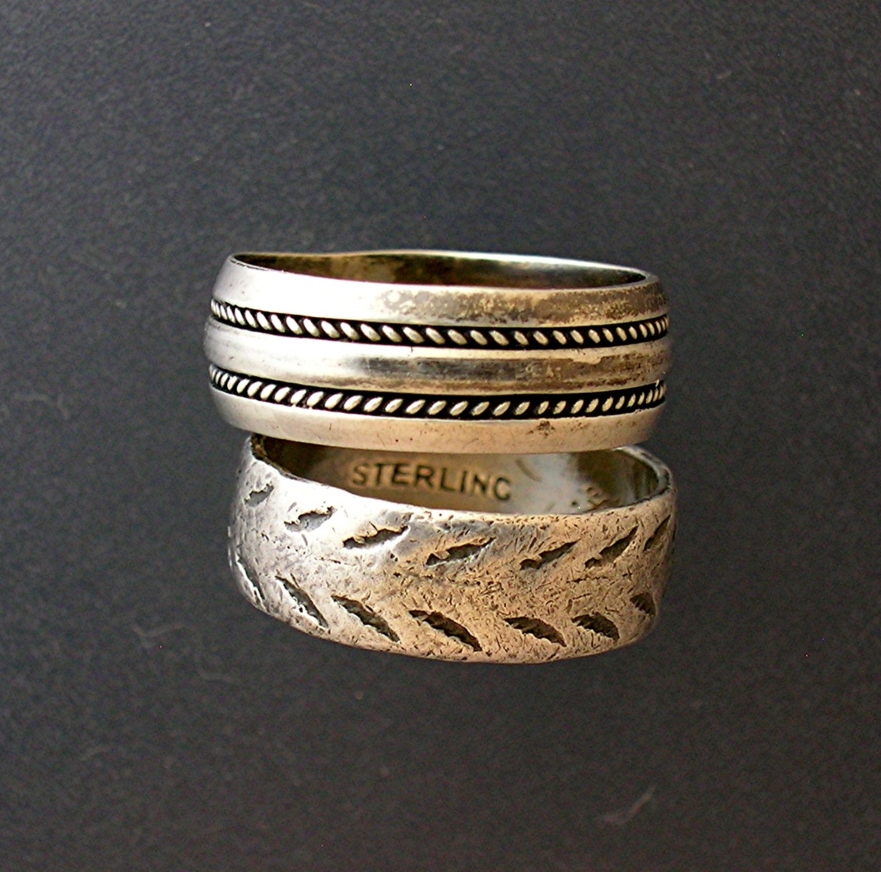 2 Sterling Silver Band Rings Size 6 . . . .