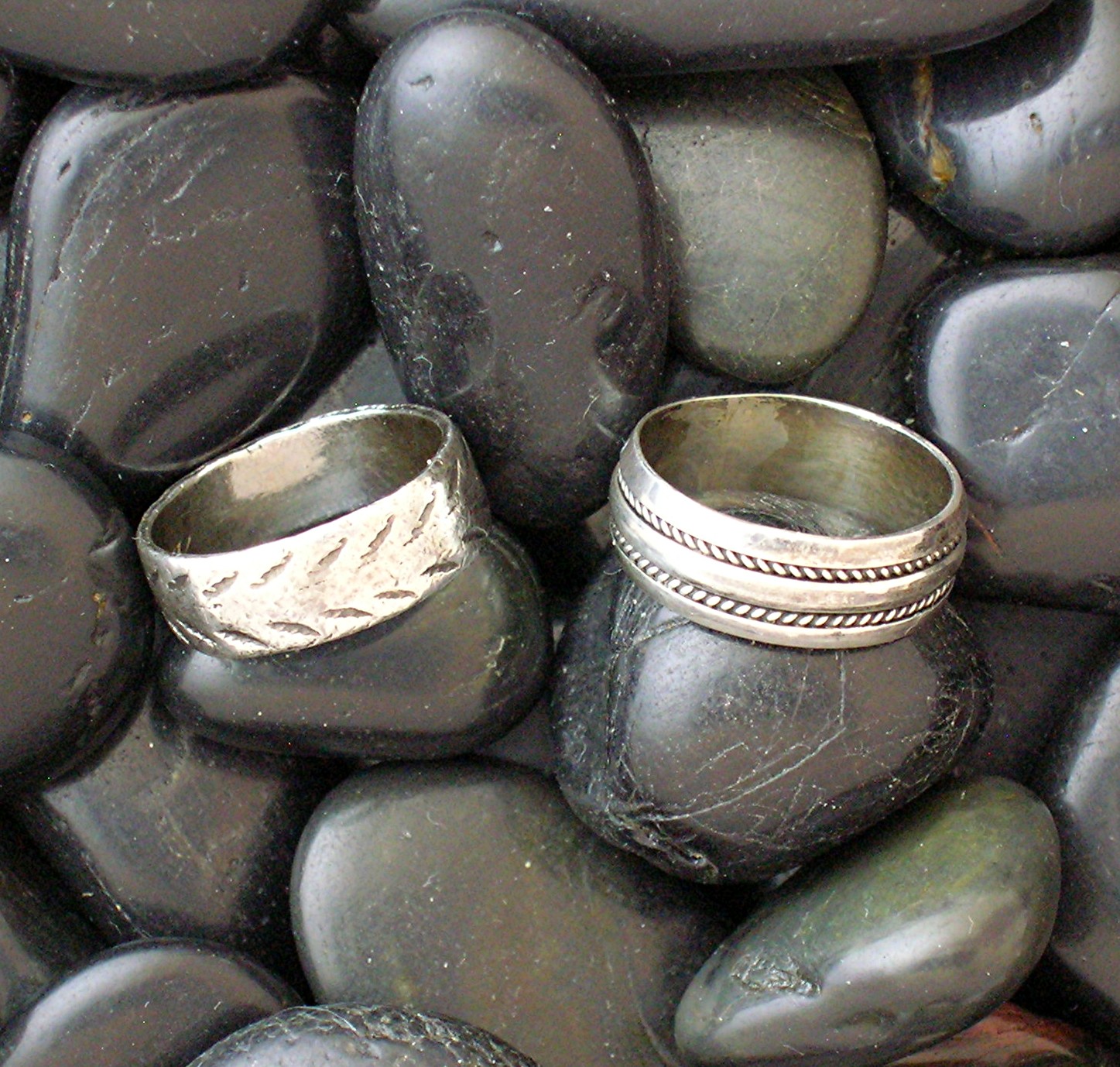 2 Sterling Silver Band Rings Size 6 . . . .