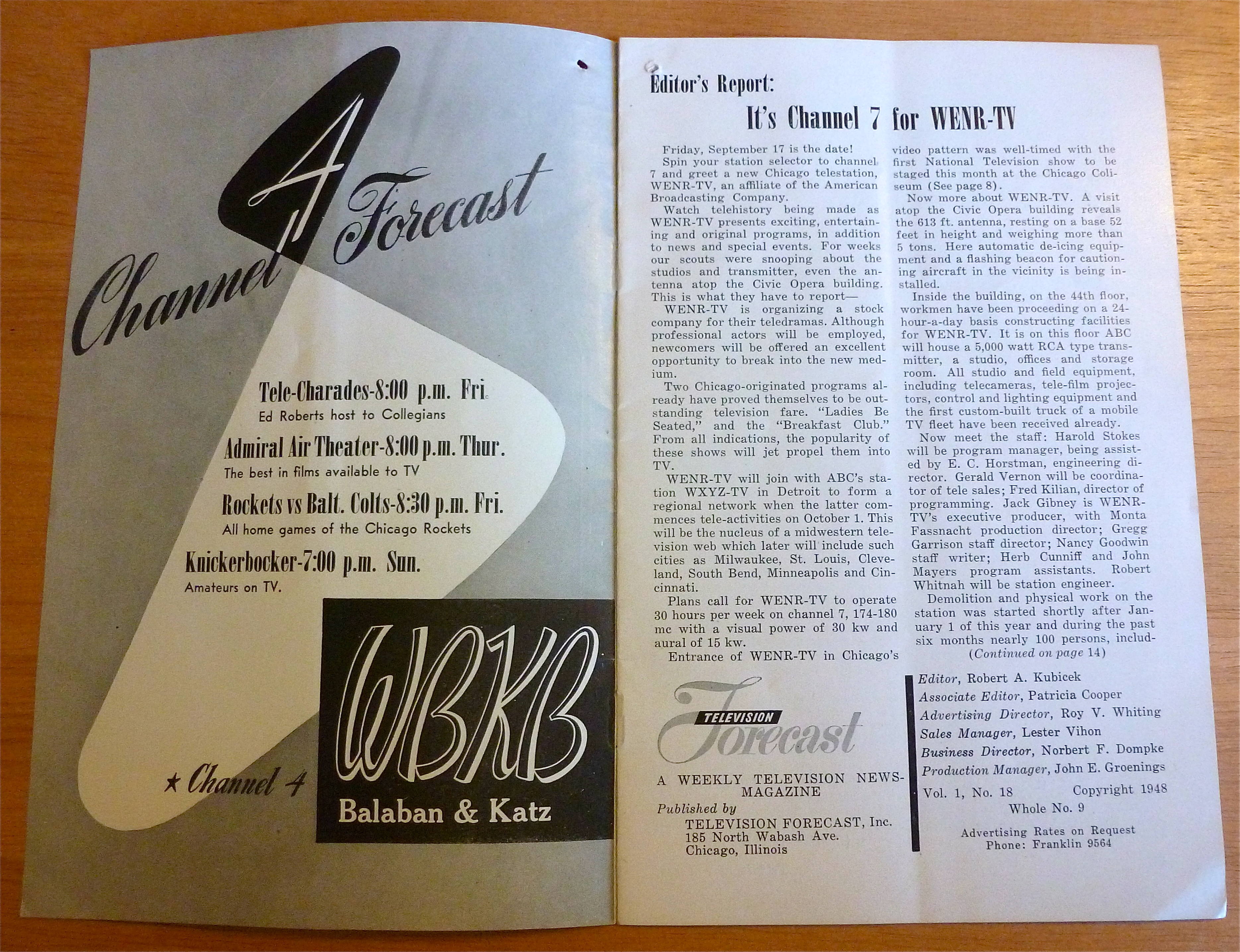 1948 Chicago Television Forecast Vol.1-#18 Bowling
