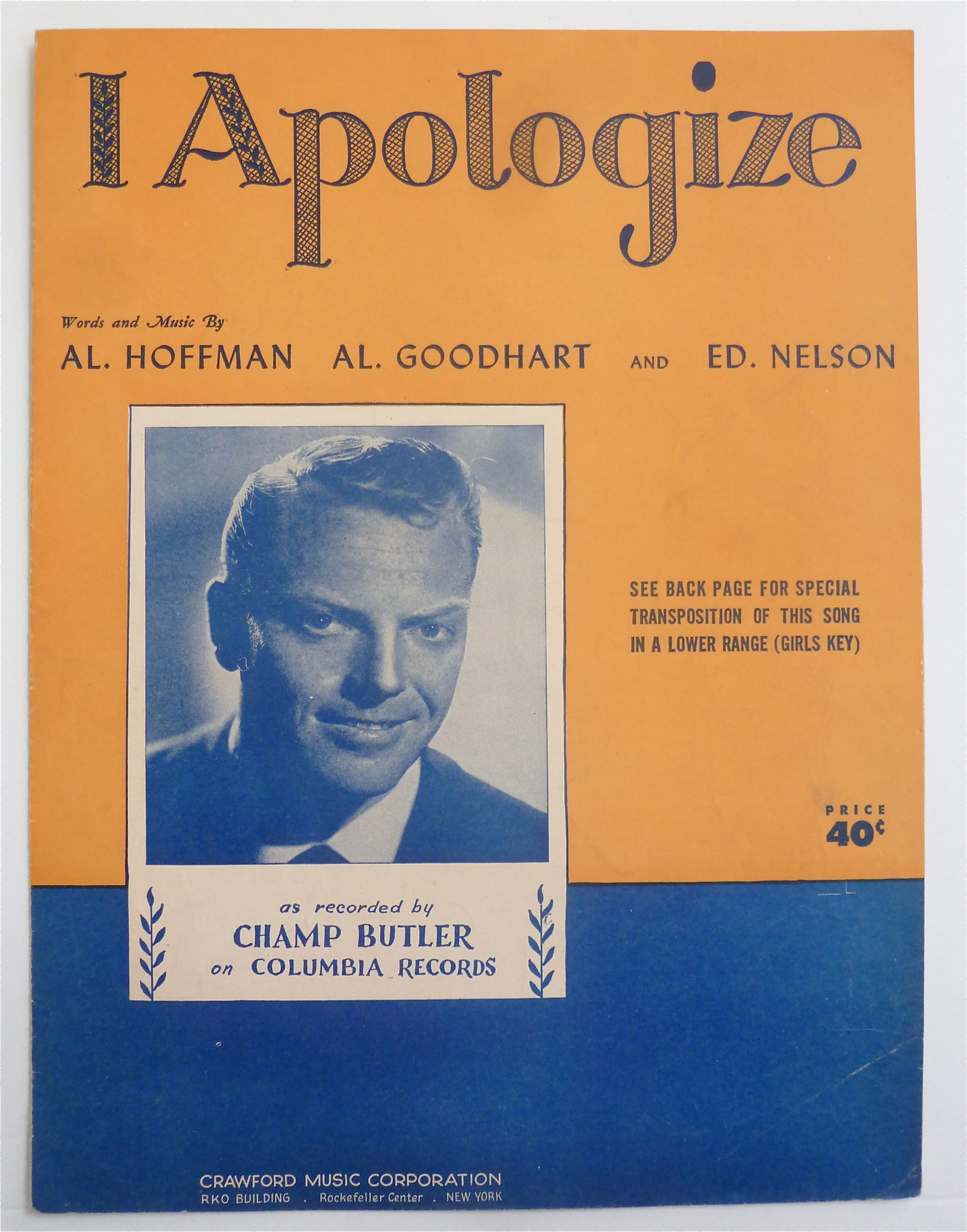 Sheet Music For 1931 I Apologize
