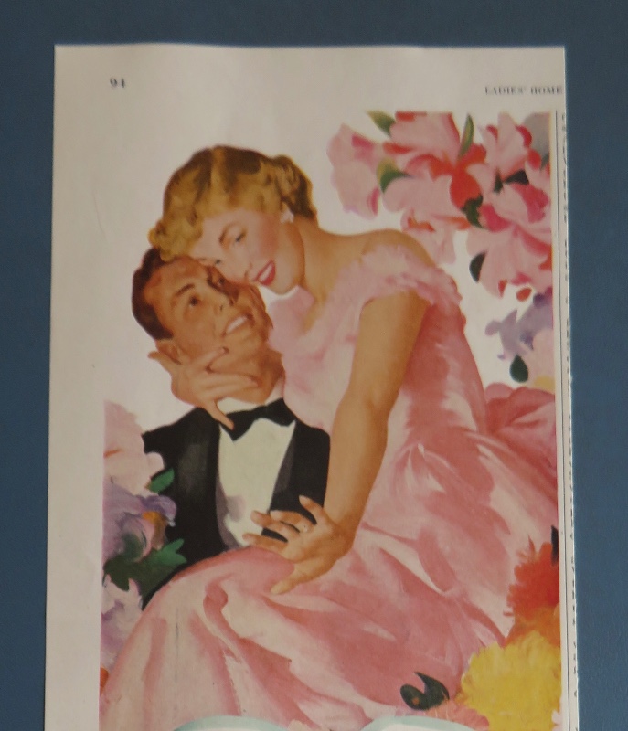 1951 Cashmere Bouquet Soap with Man & Woman Sitting Together & Looking At Ring On Her Finger