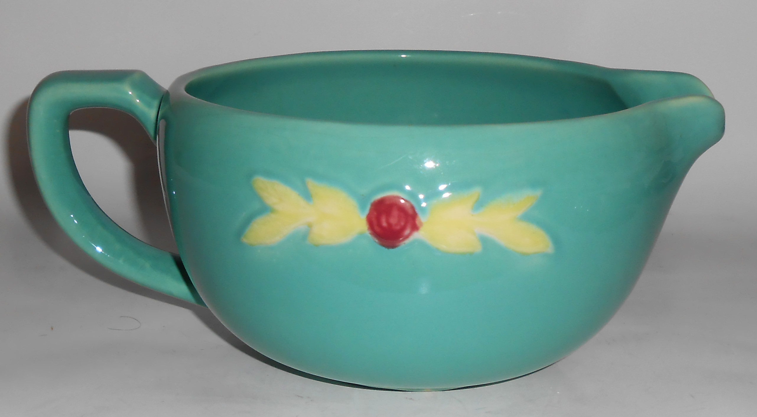 Coors Pottery Rosebud Green Medium Handled Batter Bowl