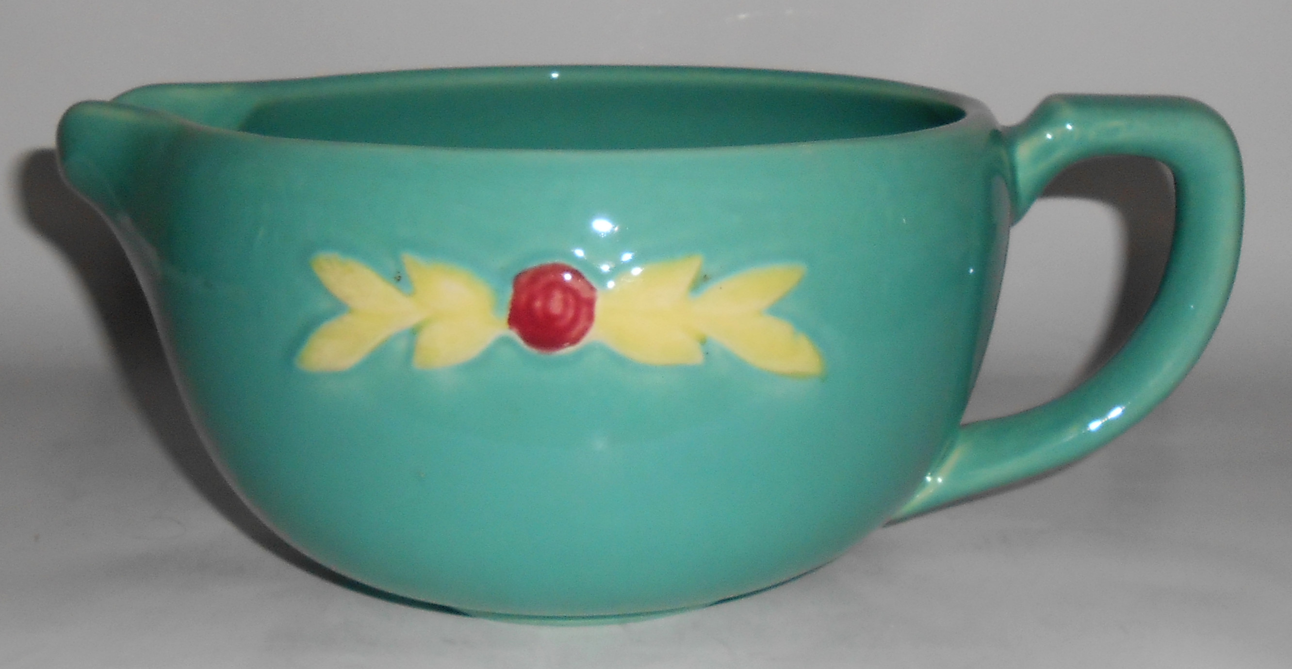 Coors Pottery Rosebud Green Medium Handled Batter Bowl