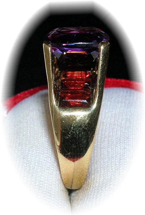 10K Gold Amethyst and Garnet Ring