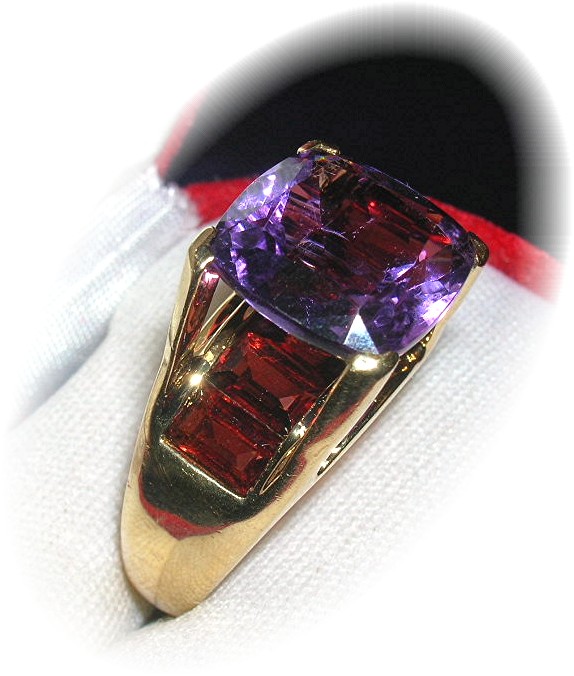 10K Gold Amethyst and Garnet Ring