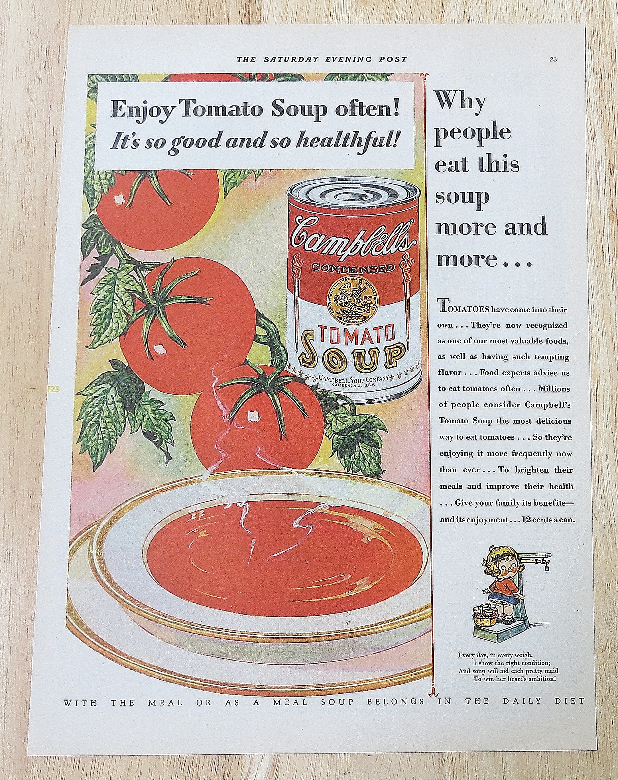 1929 Campbell's Tomato Soup With Bowl Of Soup