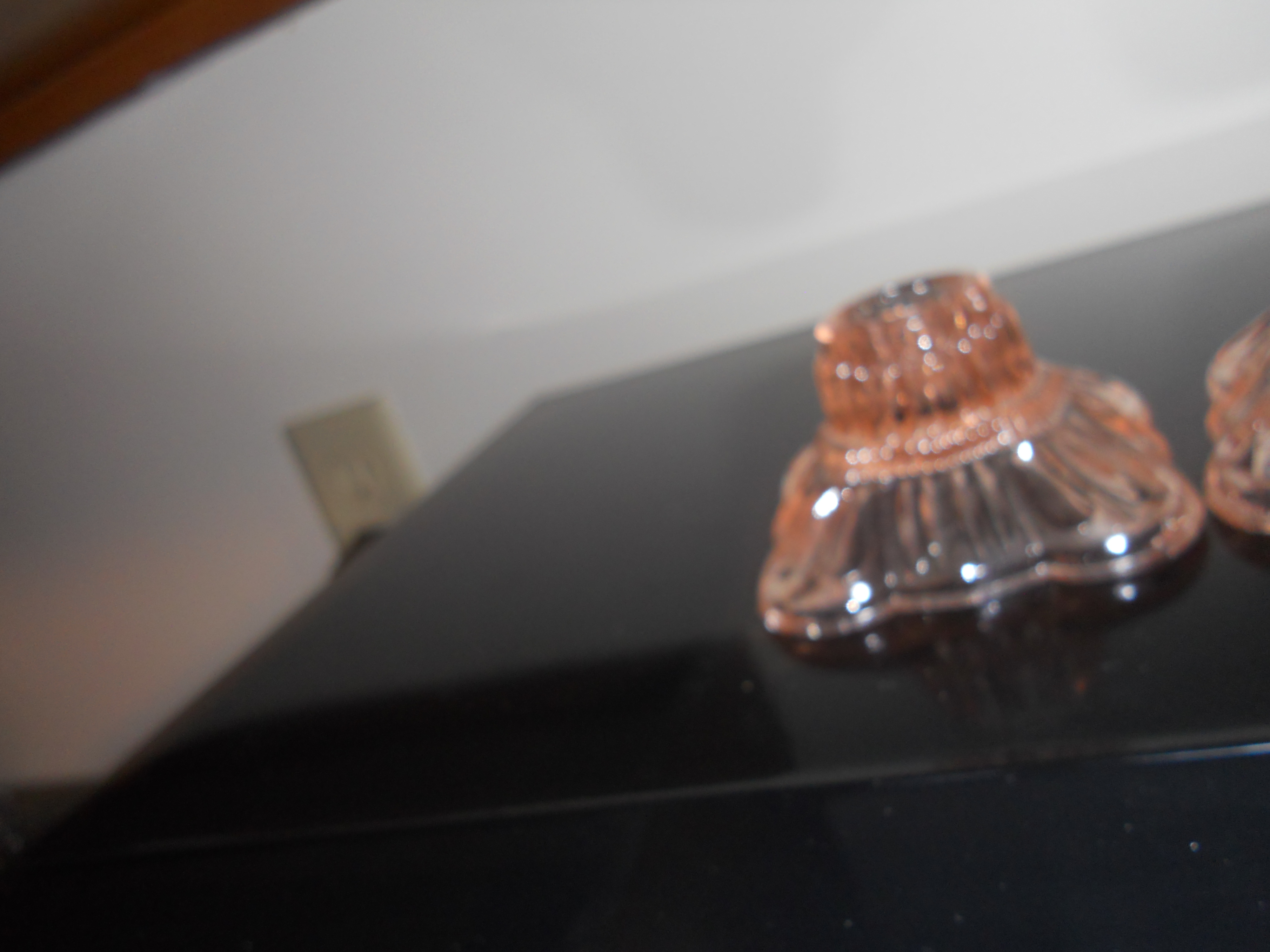 Pink Depression Glass Candle Holders Pair