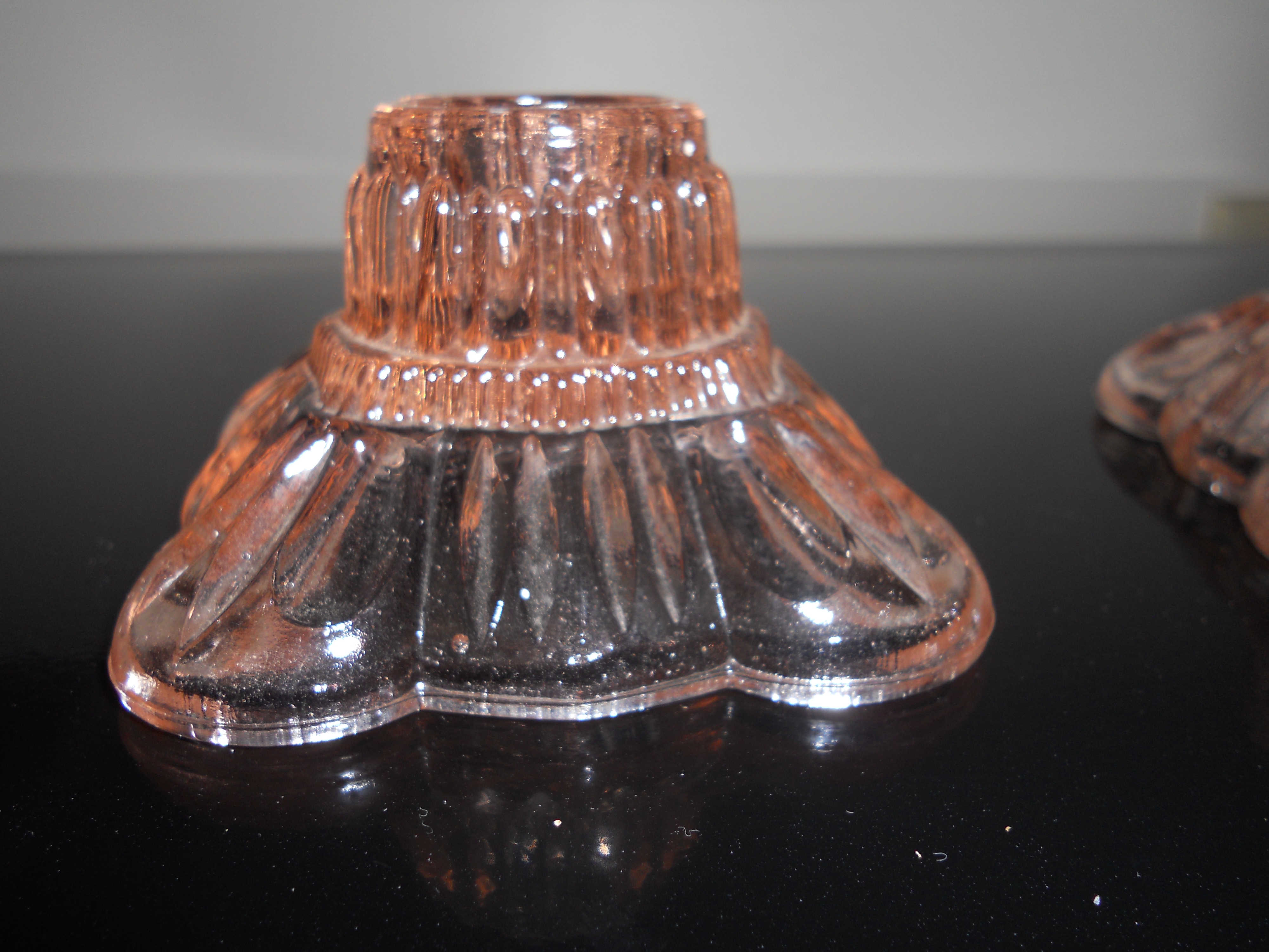 Pink Depression Glass Candle Holders Pair
