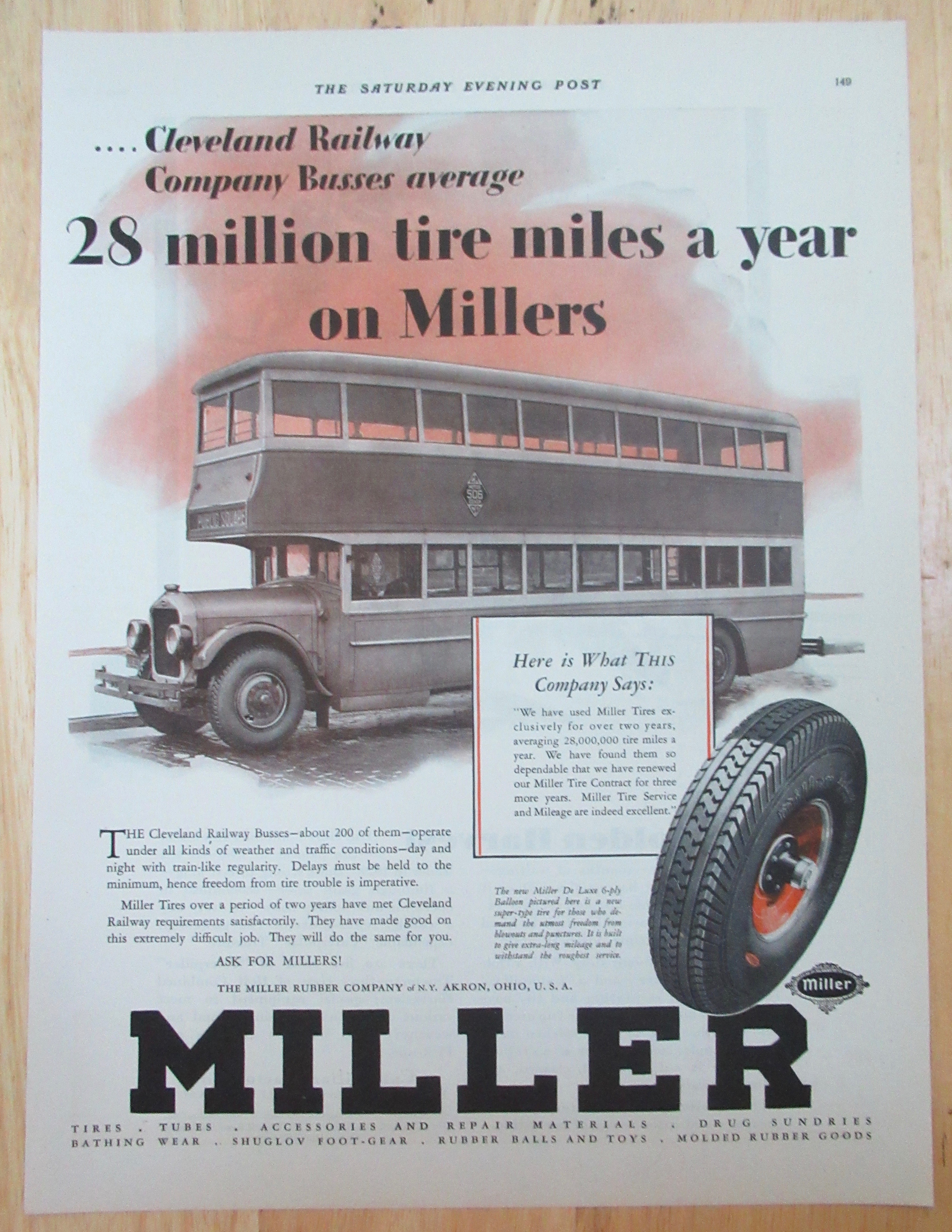 1929 Miller Tires with Double Decker Bus