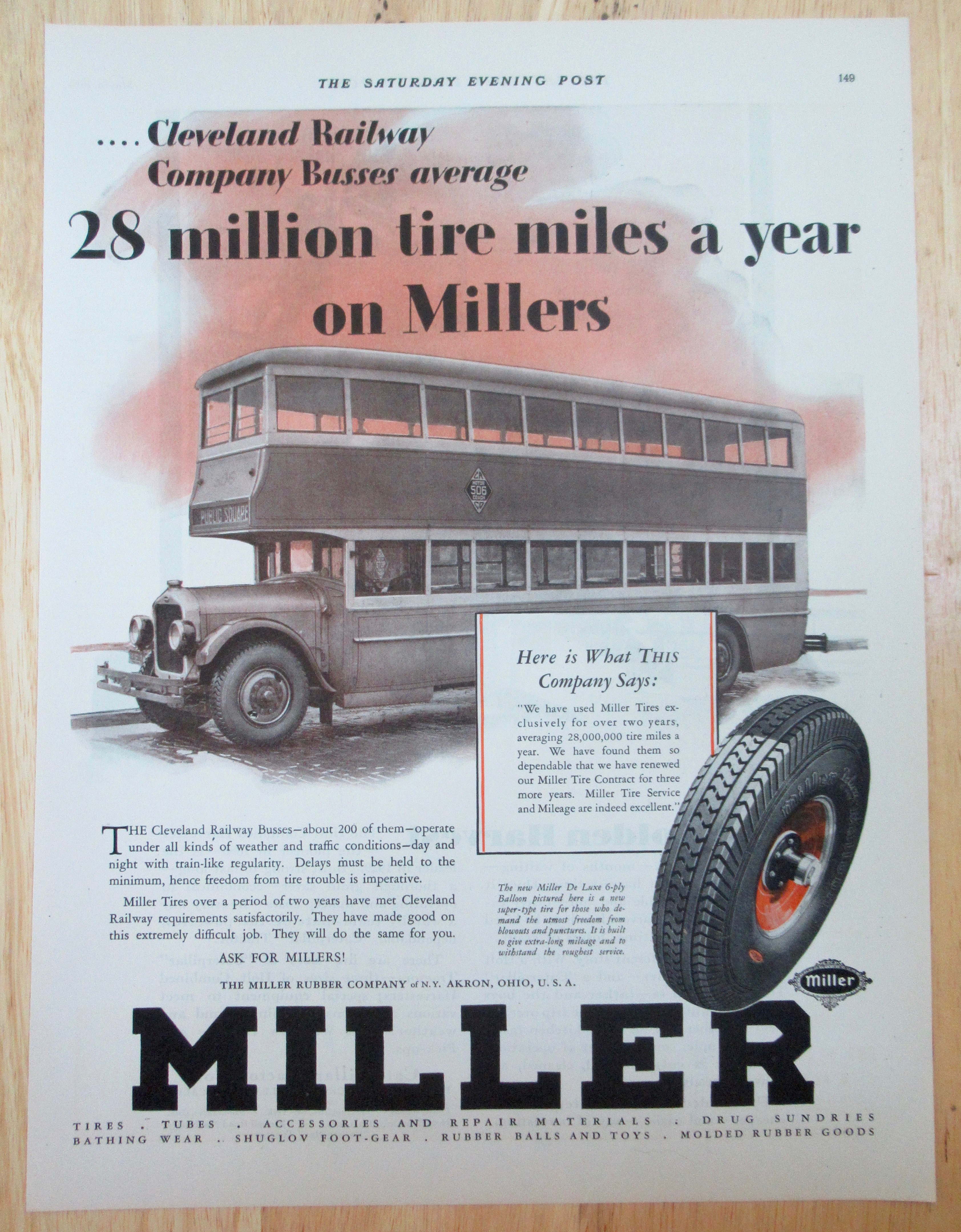 1929 Miller Tires with Double Decker Bus